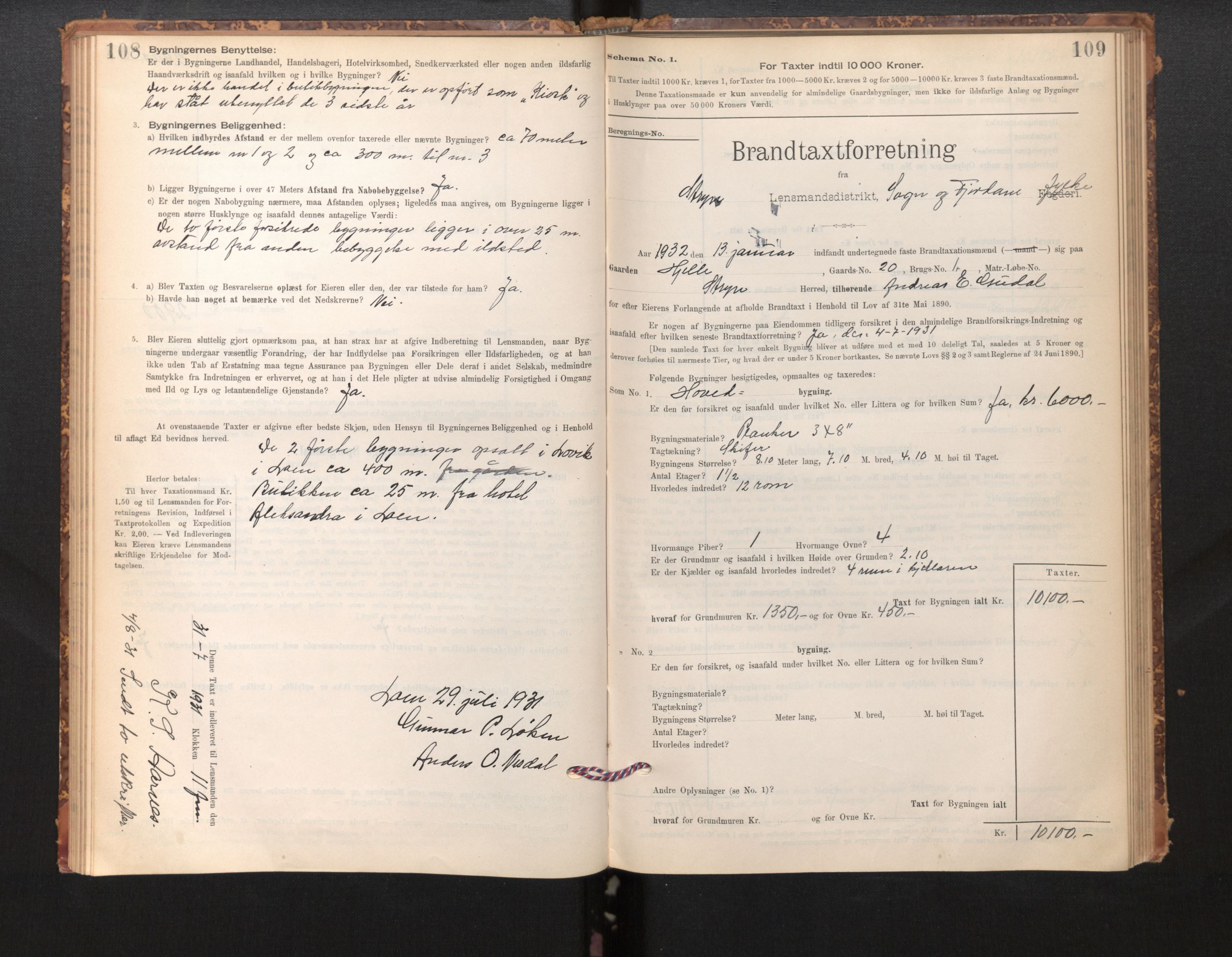 Lensmannen i Stryn og Innvik, SAB/A-30201/0012/L0002: Branntakstprotokoll, skjematakst, 1894-1942, p. 108-109