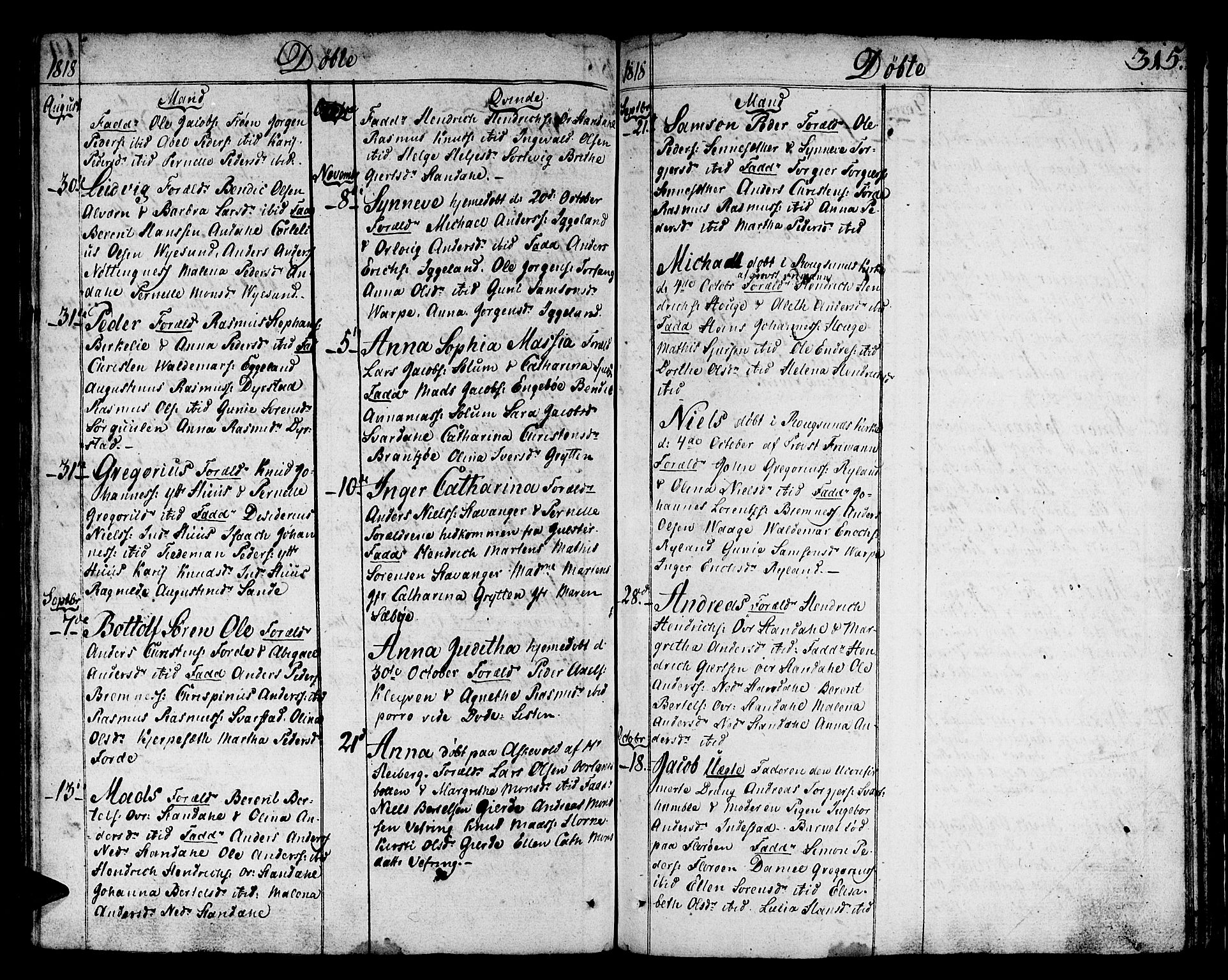 Kinn sokneprestembete, SAB/A-80801/H/Haa/Haaa/L0003: Parish register (official) no. A 3, 1785-1821, p. 315