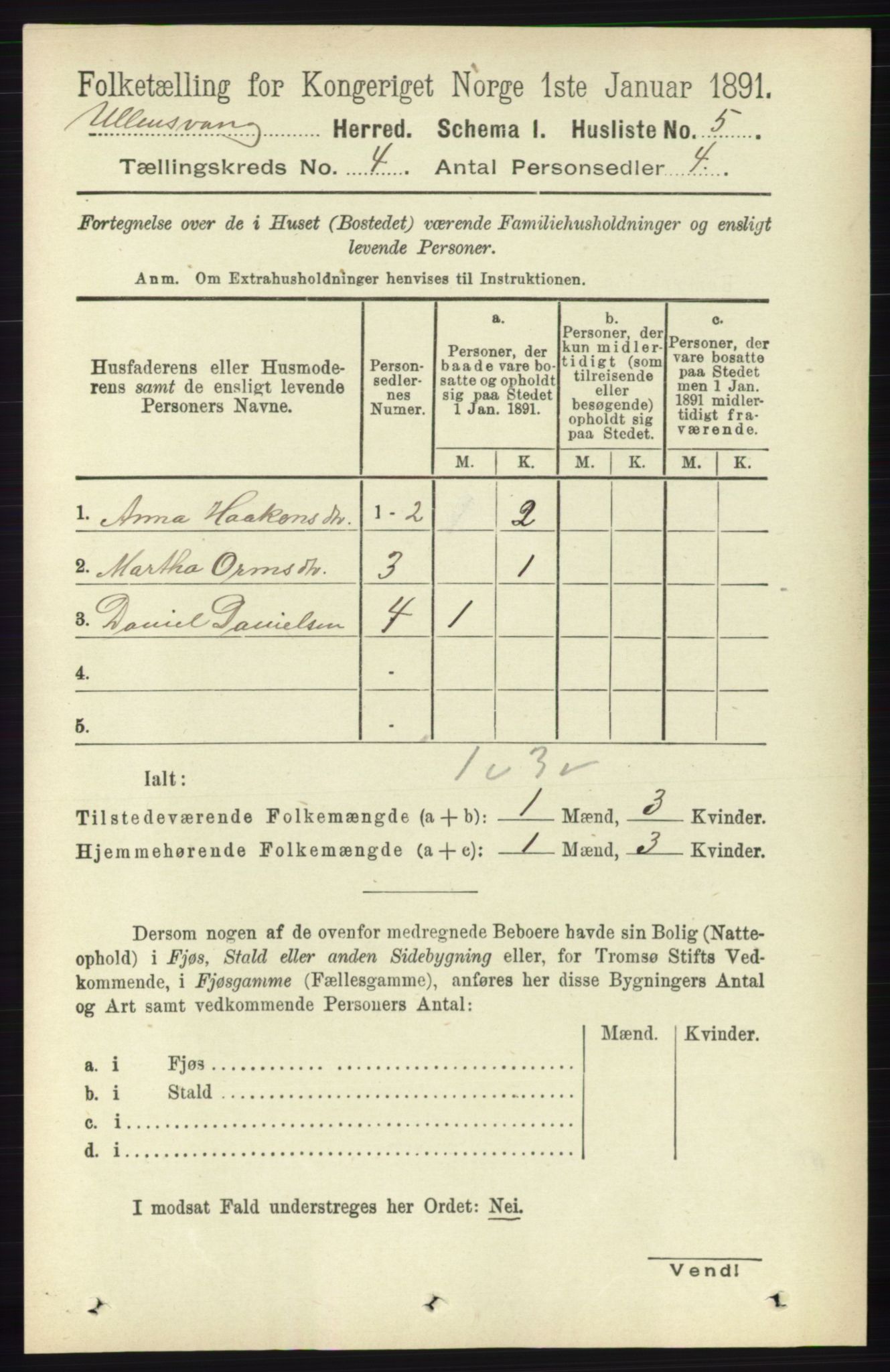 RA, 1891 census for 1230 Ullensvang, 1891, p. 862