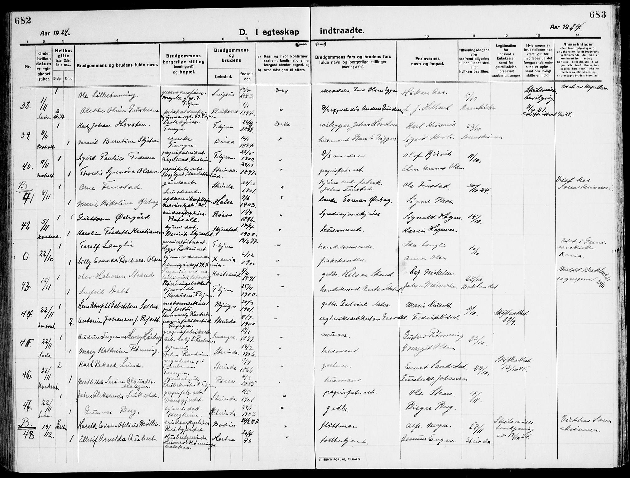 Ministerialprotokoller, klokkerbøker og fødselsregistre - Sør-Trøndelag, AV/SAT-A-1456/607/L0321: Parish register (official) no. 607A05, 1916-1935, p. 682-683