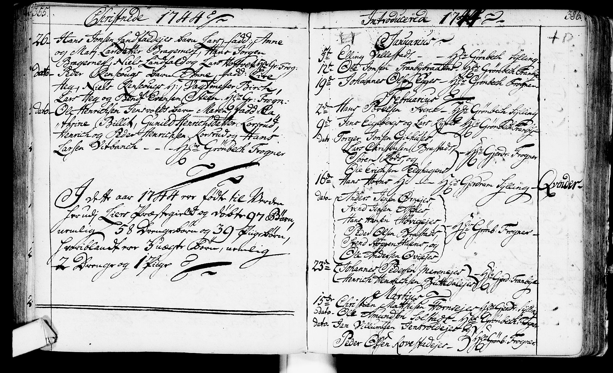 Lier kirkebøker, SAKO/A-230/F/Fa/L0003: Parish register (official) no. I 3, 1727-1748, p. 385-386