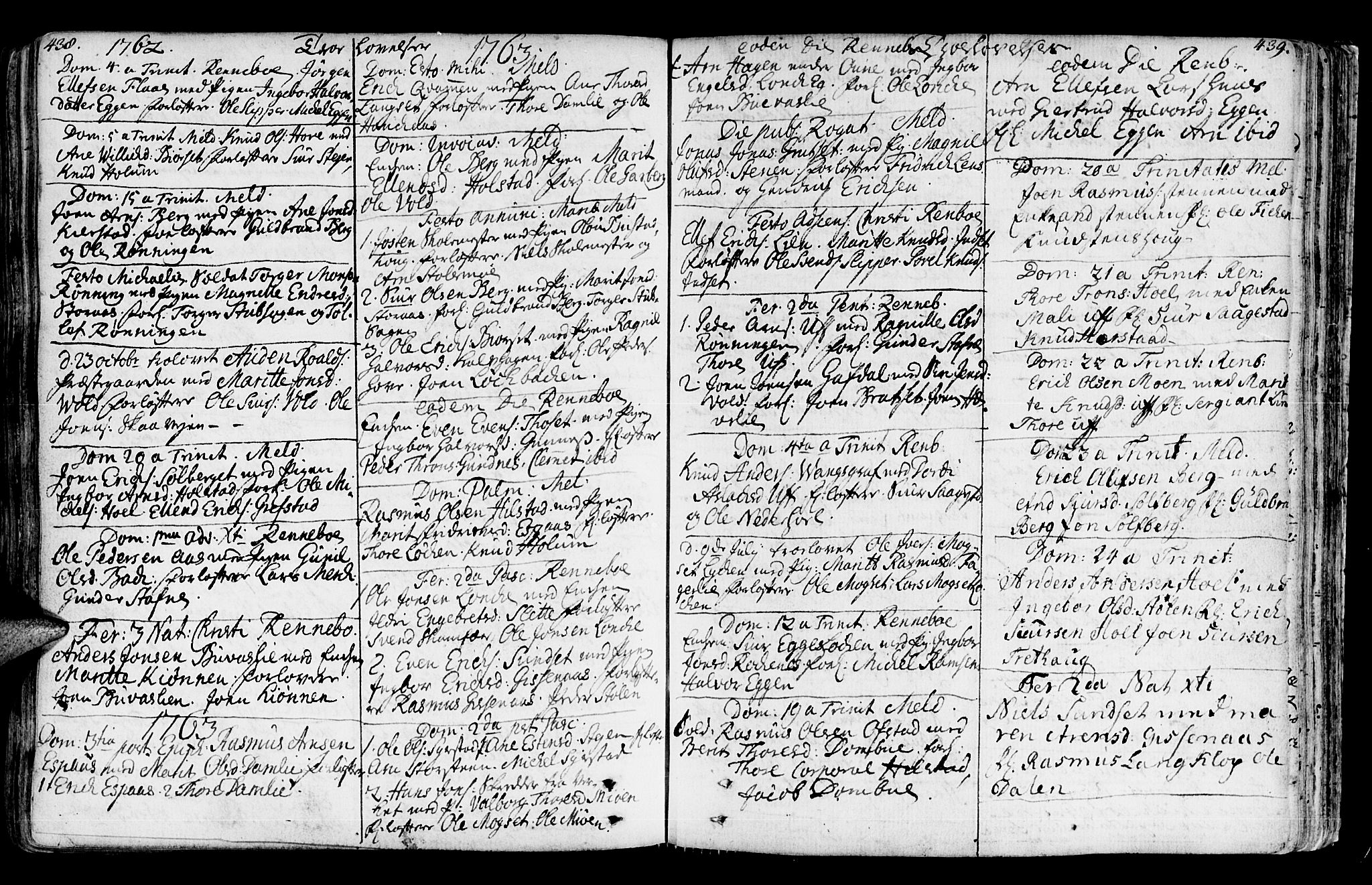Ministerialprotokoller, klokkerbøker og fødselsregistre - Sør-Trøndelag, SAT/A-1456/672/L0851: Parish register (official) no. 672A04, 1751-1775, p. 438-439