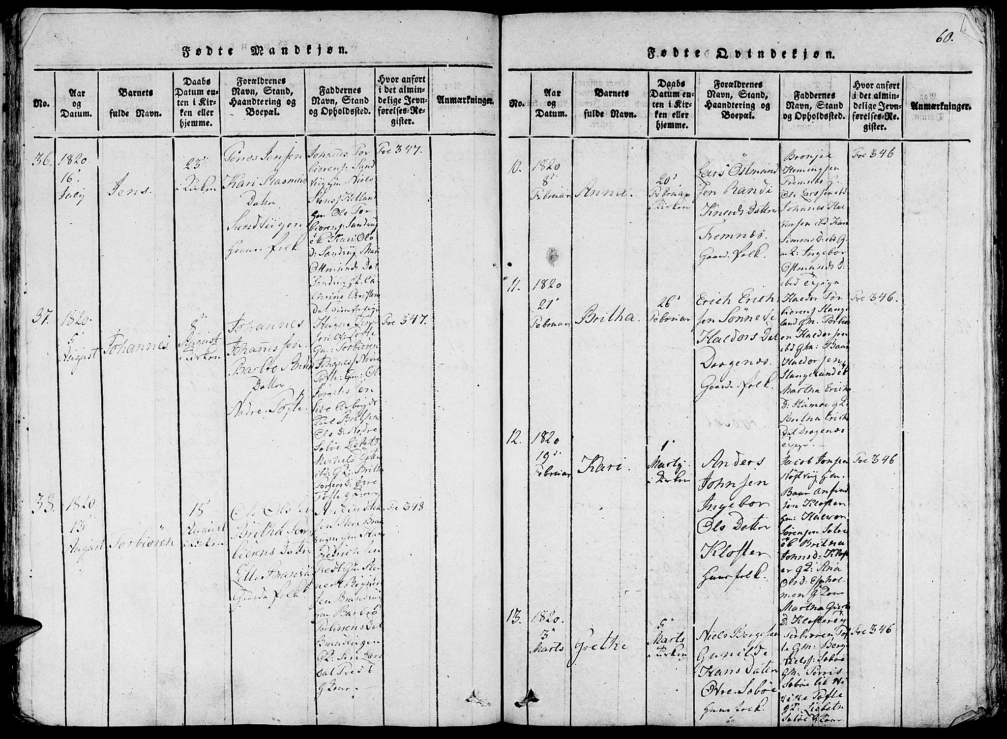 Fjelberg sokneprestembete, AV/SAB-A-75201/H/Haa: Parish register (official) no. A 4, 1816-1822, p. 60