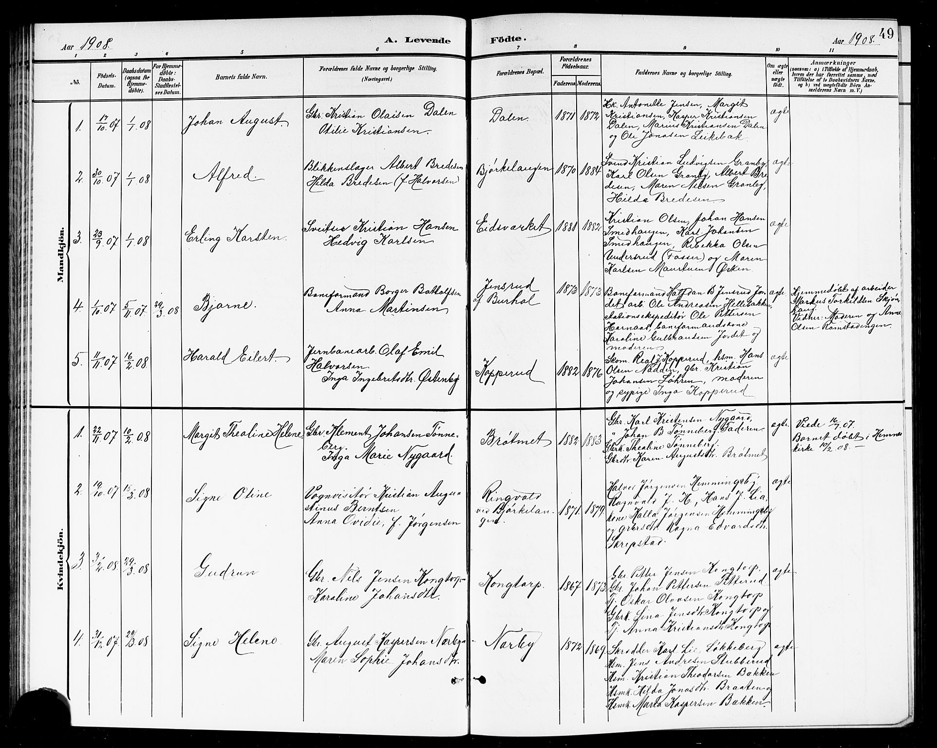 Høland prestekontor Kirkebøker, AV/SAO-A-10346a/G/Ga/L0007: Parish register (copy) no. I 7, 1902-1914, p. 49