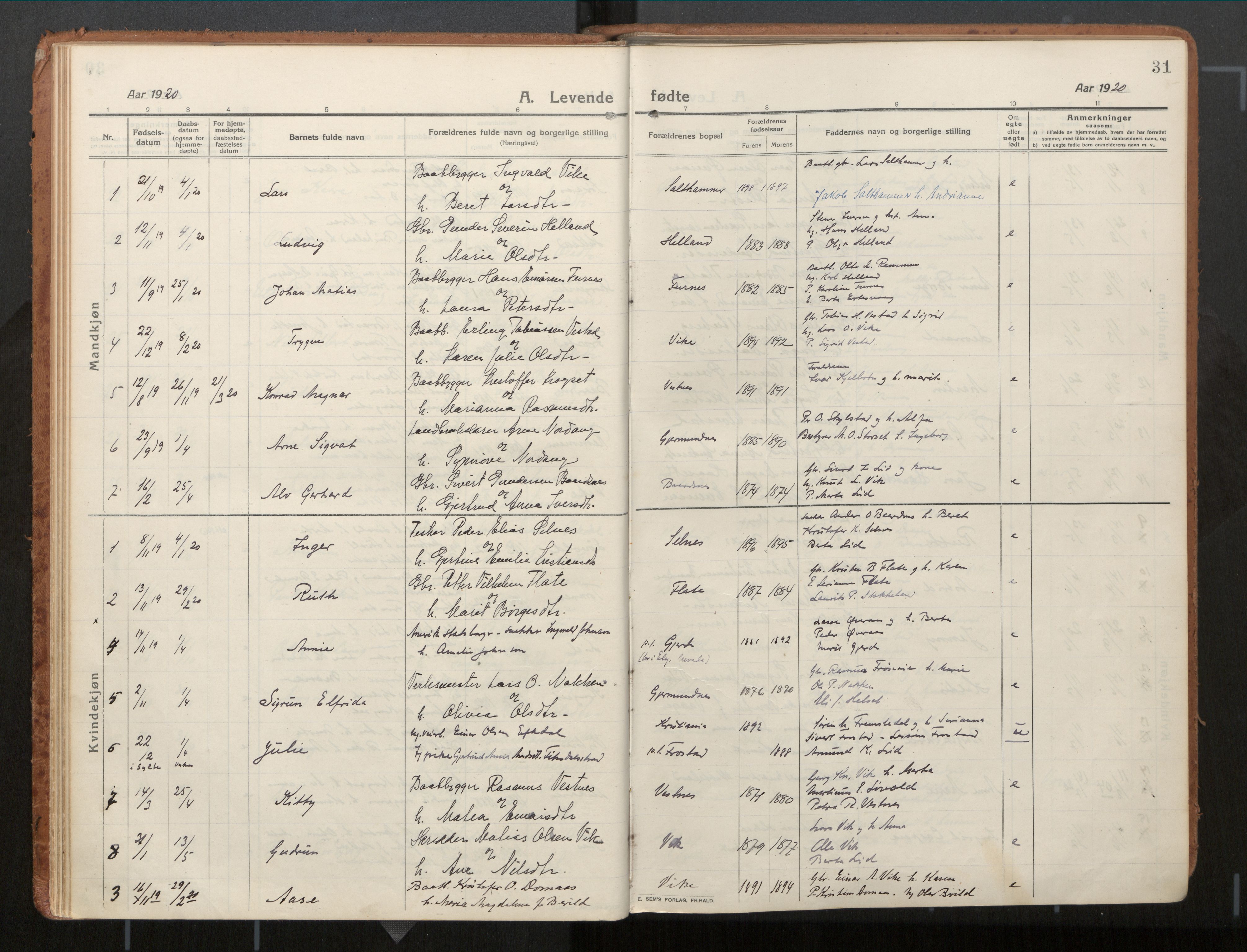 Ministerialprotokoller, klokkerbøker og fødselsregistre - Møre og Romsdal, SAT/A-1454/539/L0534a: Parish register (official) no. 539A08, 1912-1935, p. 31