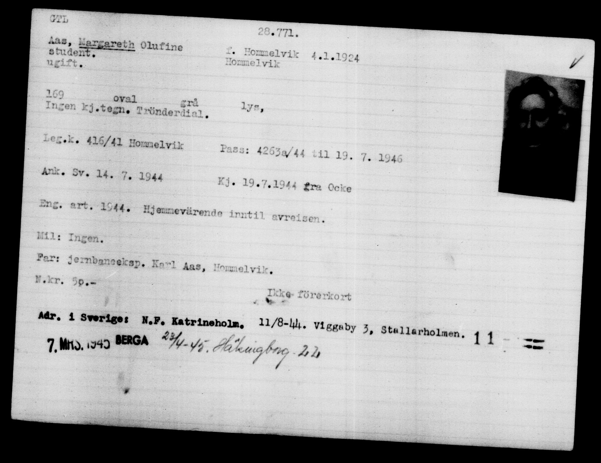 Utenriksstasjonene, Legasjonen i Stockholm, Flyktningkontoret, AV/RA-S-6753/V/Va/L0012: Kjesäterkartoteket, flyktninger med registreringsnr. 28300-31566, 1940-1945, p. 508