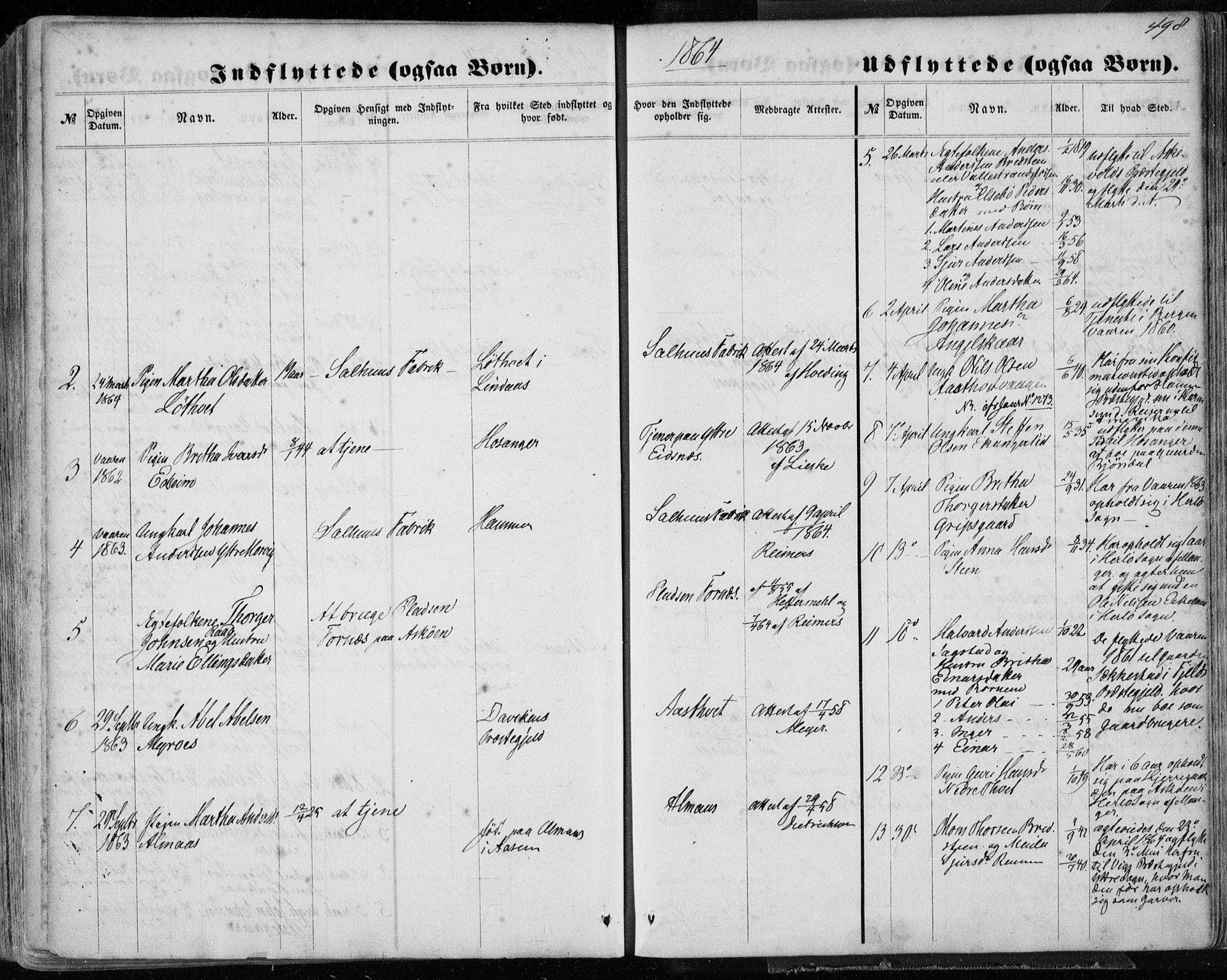 Hamre sokneprestembete, SAB/A-75501/H/Ha/Haa/Haaa/L0014: Parish register (official) no. A 14, 1858-1872, p. 498