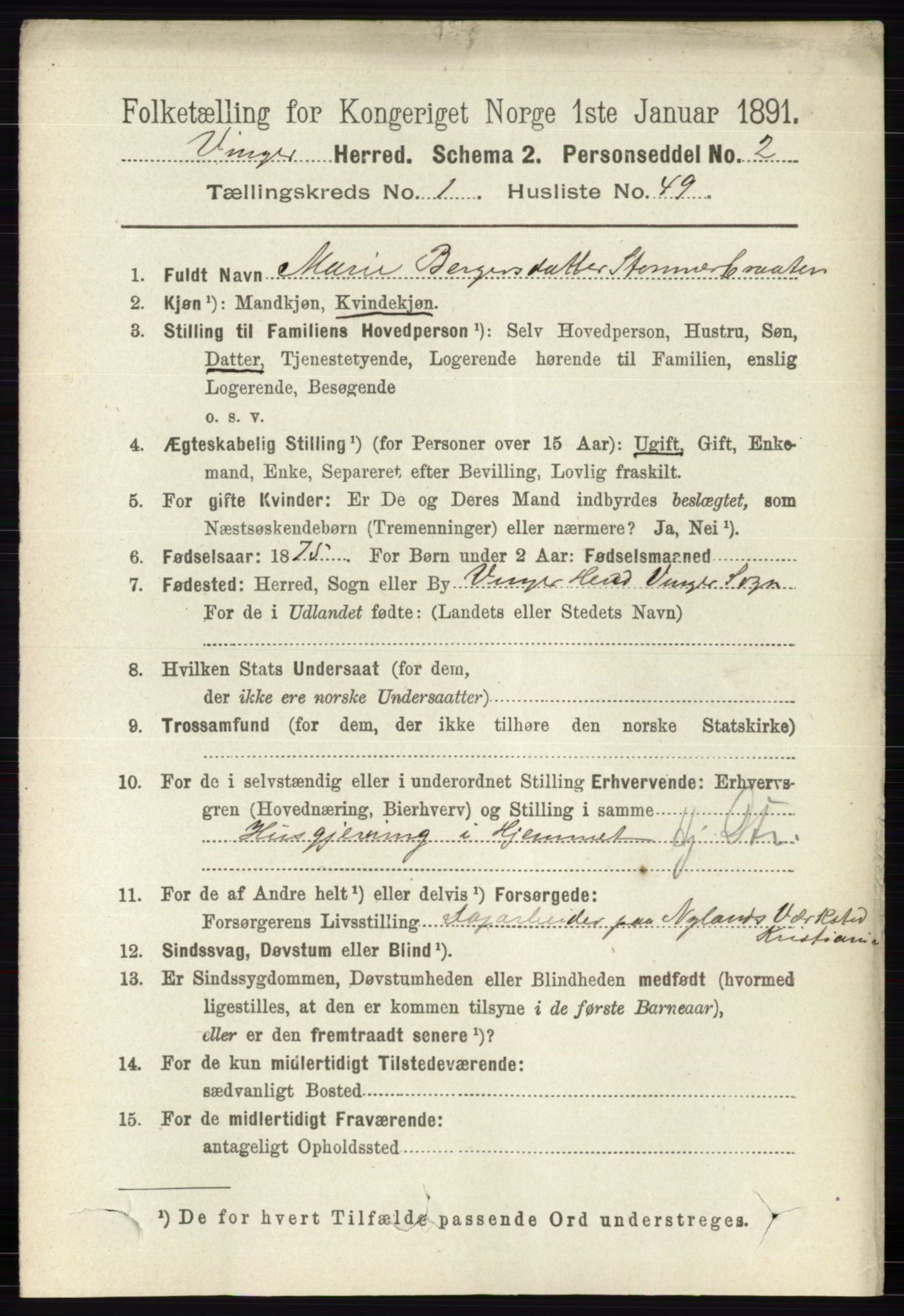 RA, 1891 census for 0421 Vinger, 1891, p. 388