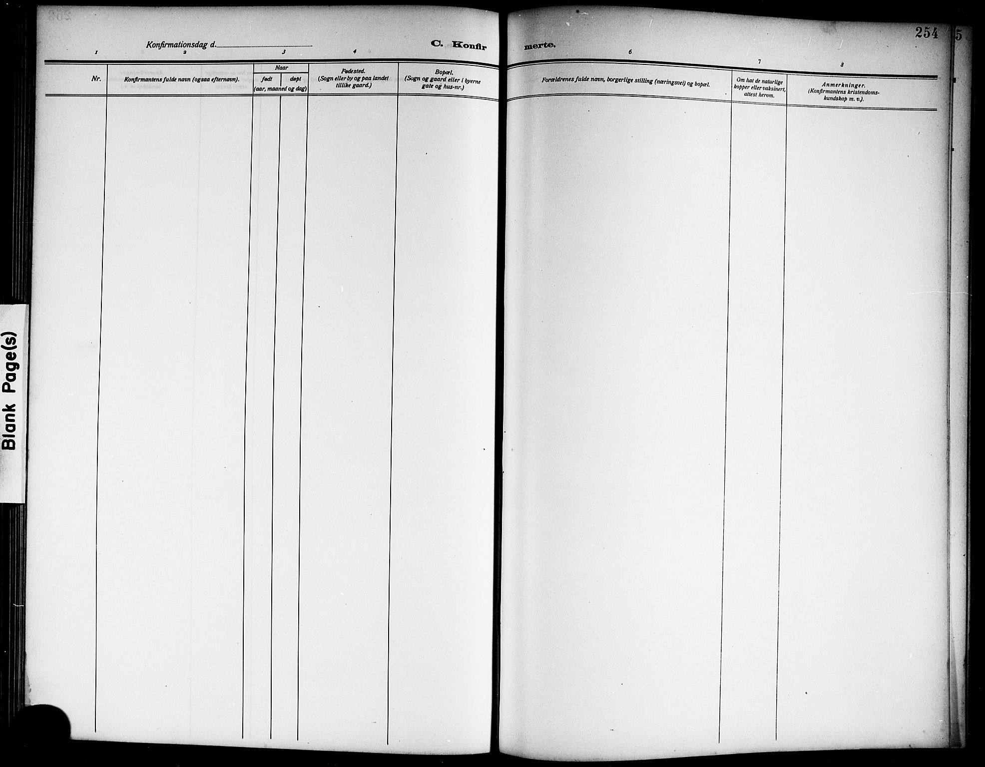 Skien kirkebøker, SAKO/A-302/G/Ga/L0009: Parish register (copy) no. 9, 1910-1920, p. 254