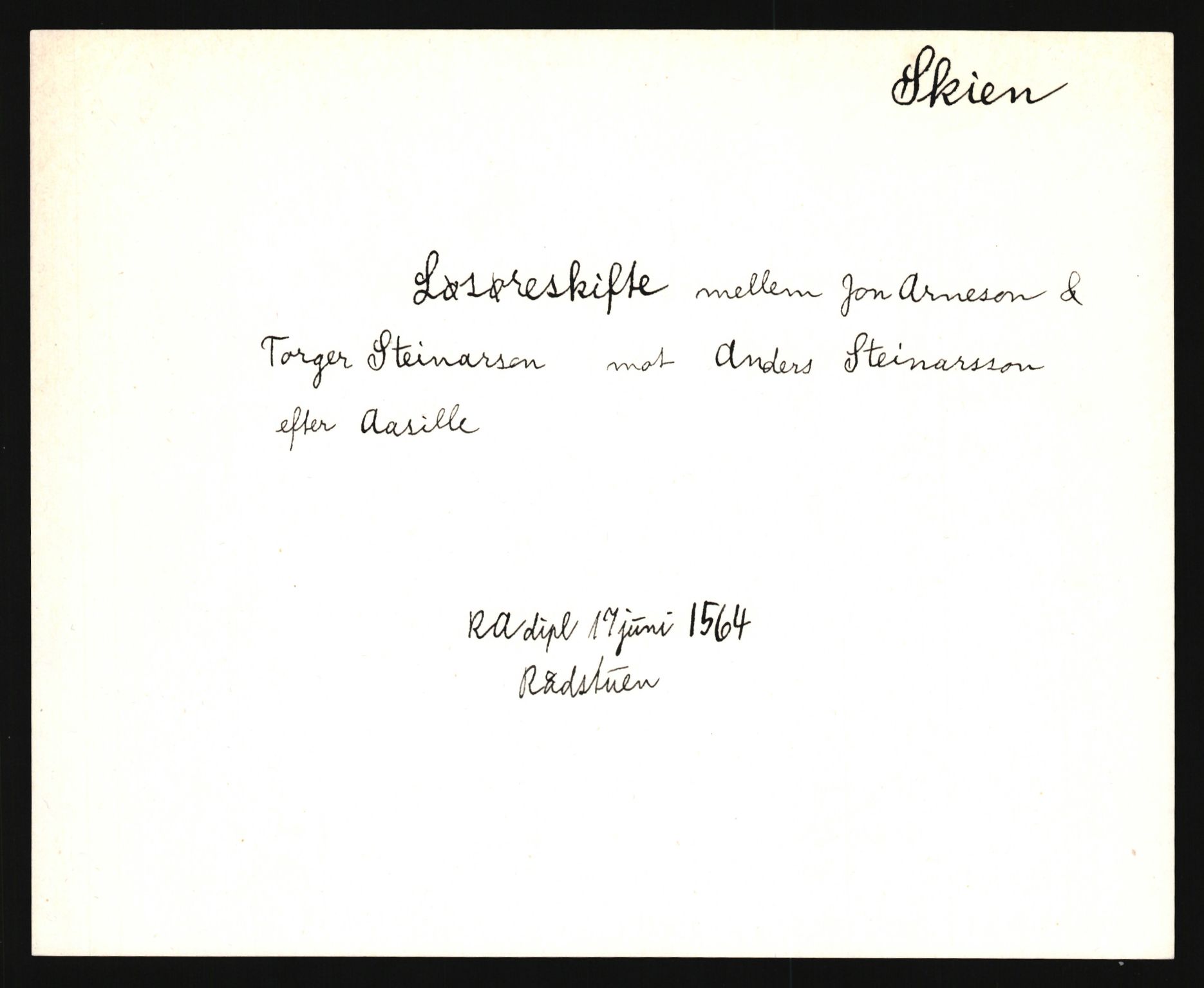 Riksarkivets diplomsamling, AV/RA-EA-5965/F35/F35e/L0020: Registreringssedler Telemark 1, 1400-1700, p. 31