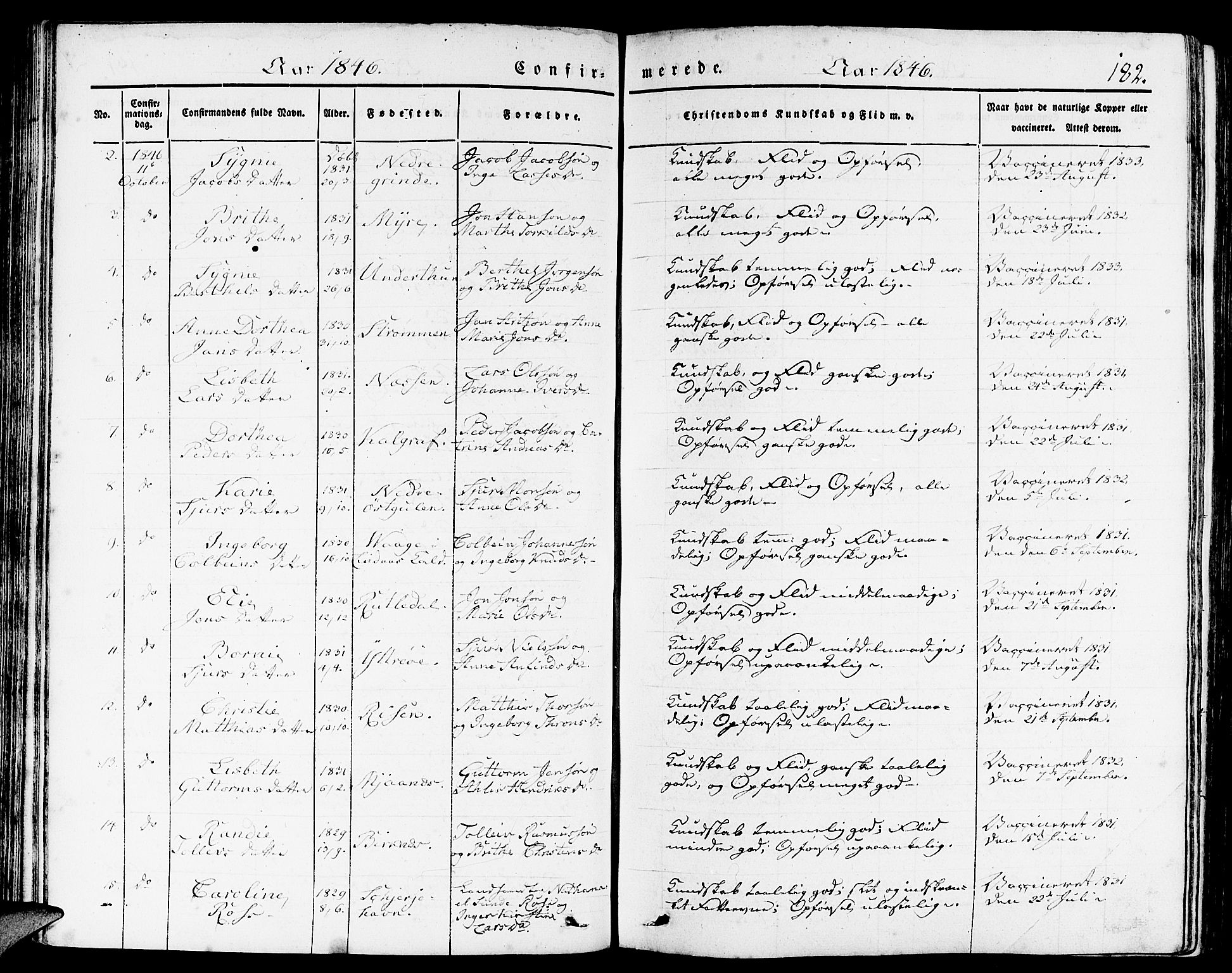 Gulen sokneprestembete, AV/SAB-A-80201/H/Haa/Haaa/L0020: Parish register (official) no. A 20, 1837-1847, p. 182