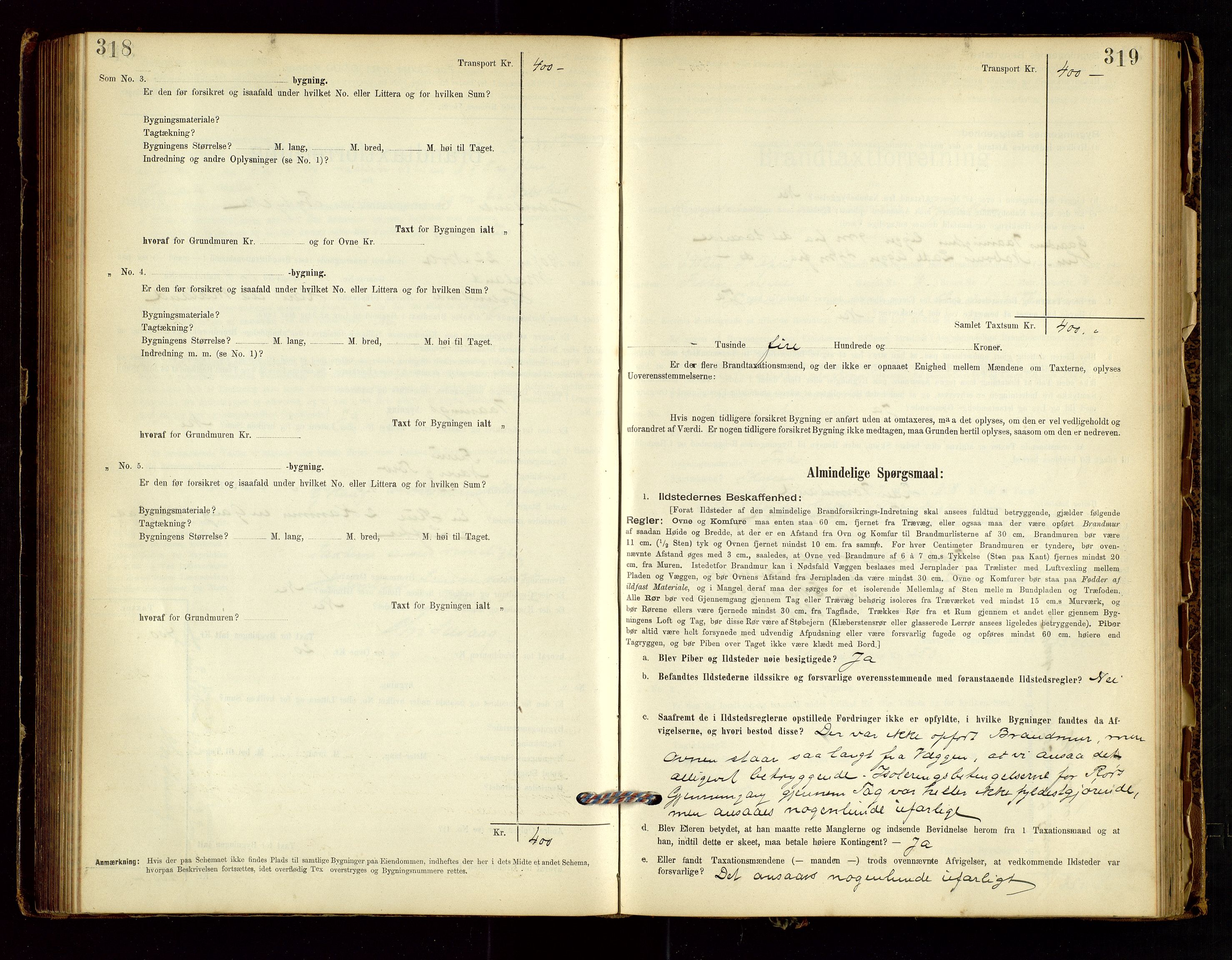 Hjelmeland lensmannskontor, SAST/A-100439/Gob/L0001: "Brandtaxationsprotokol", 1895-1932, p. 318-319