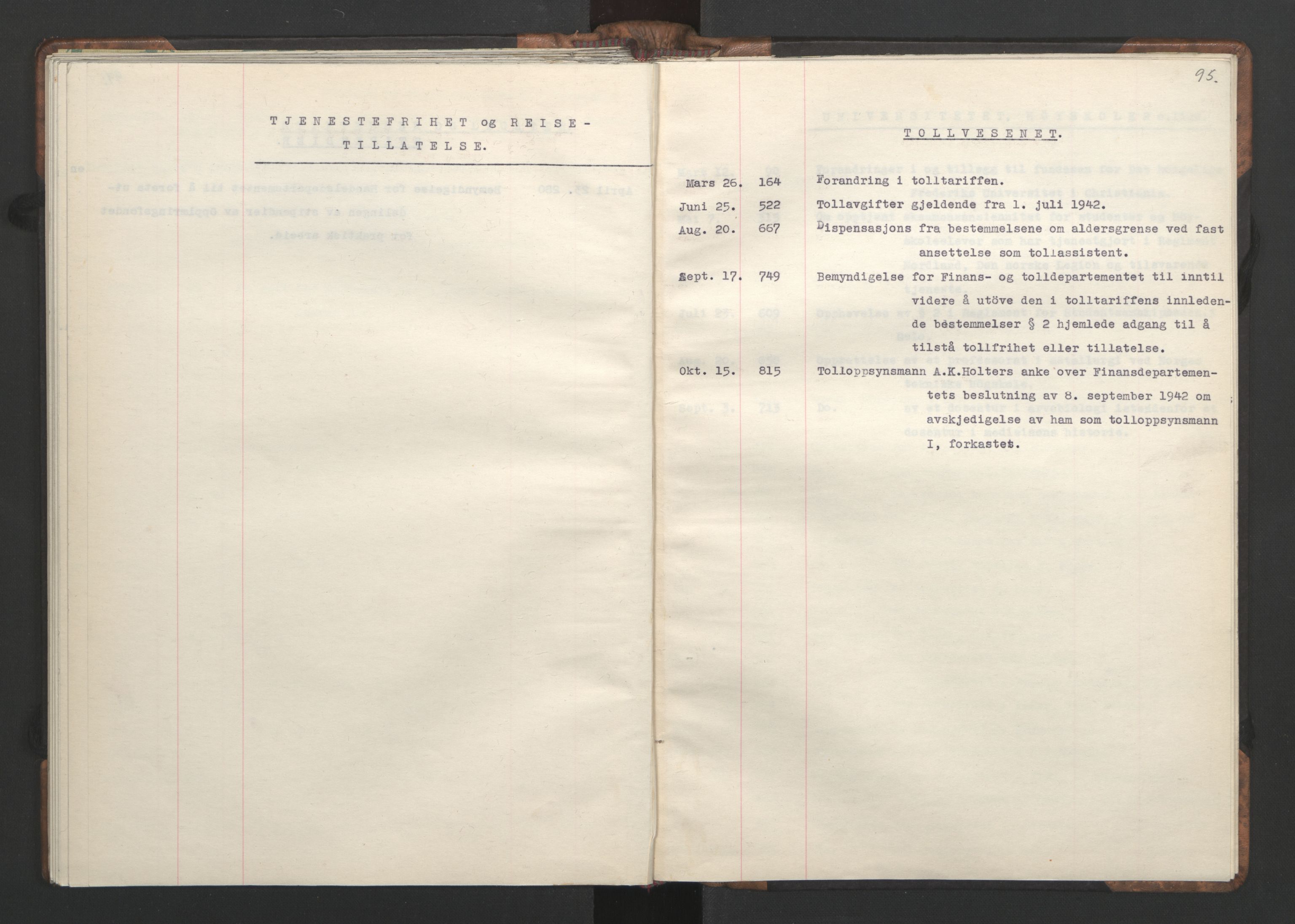 NS-administrasjonen 1940-1945 (Statsrådsekretariatet, de kommisariske statsråder mm), RA/S-4279/D/Da/L0002: Register (RA j.nr. 985/1943, tilgangsnr. 17/1943), 1942, p. 98