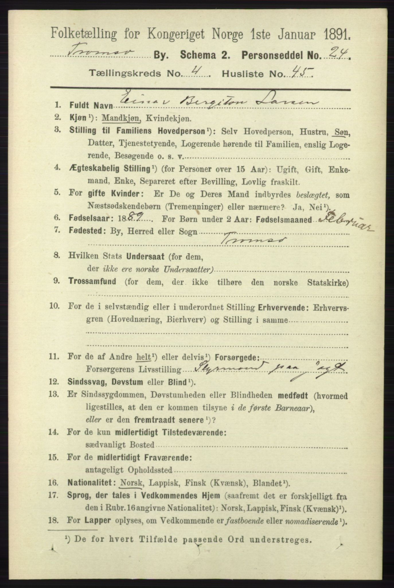 RA, 1891 census for 1902 Tromsø, 1891, p. 4720