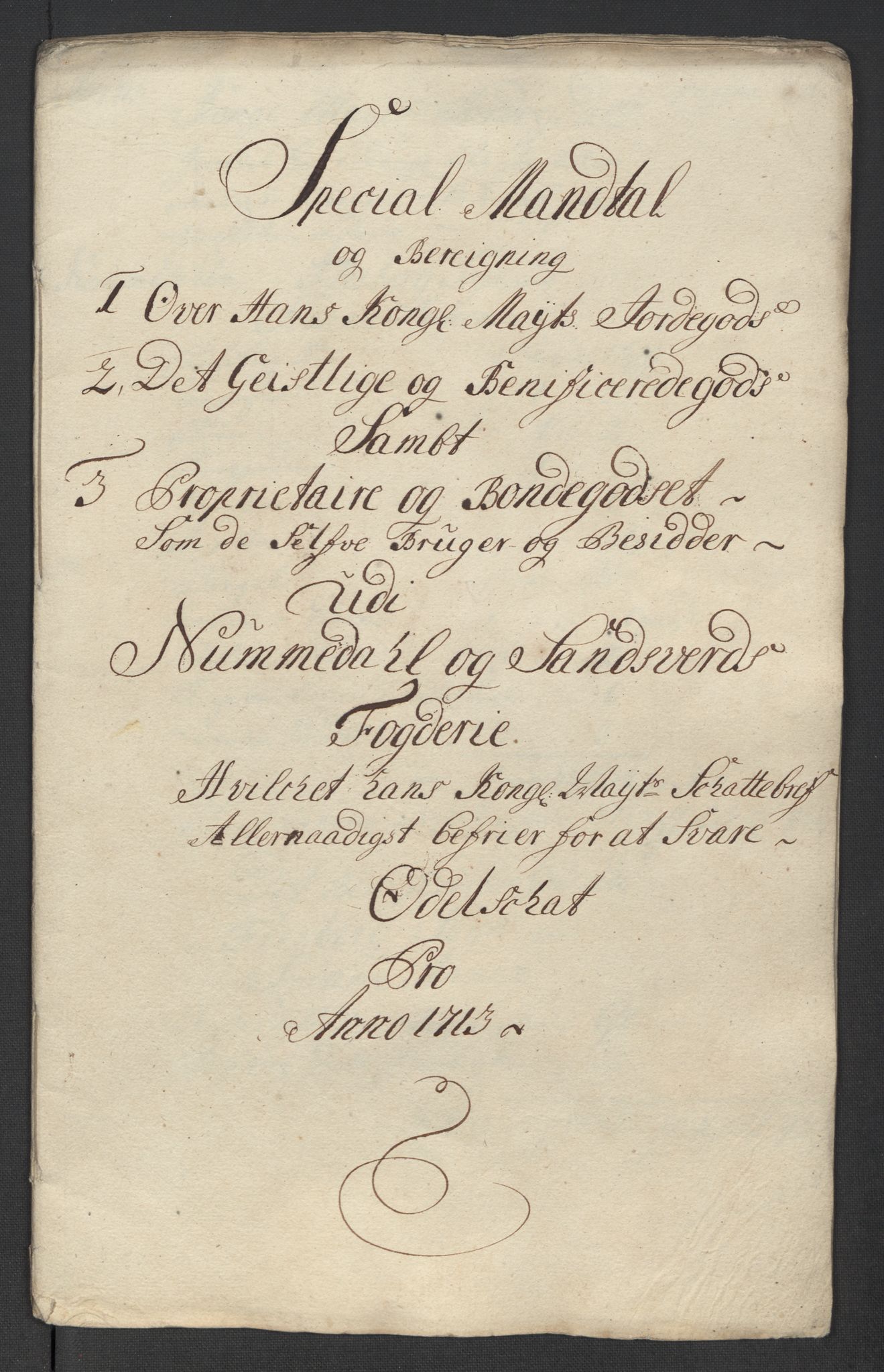 Rentekammeret inntil 1814, Reviderte regnskaper, Fogderegnskap, RA/EA-4092/R24/L1588: Fogderegnskap Numedal og Sandsvær, 1713, p. 341