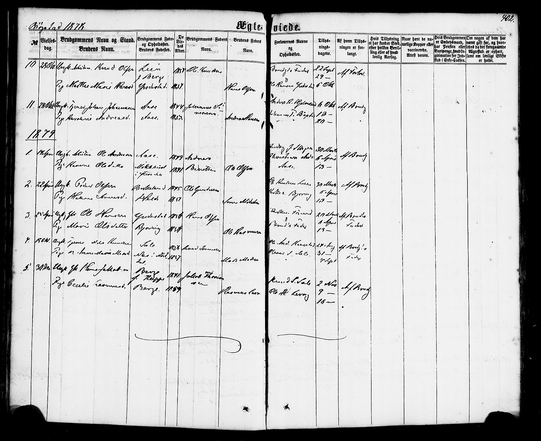Gaular sokneprestembete, SAB/A-80001/H/Haa: Parish register (official) no. A 5, 1860-1881, p. 402