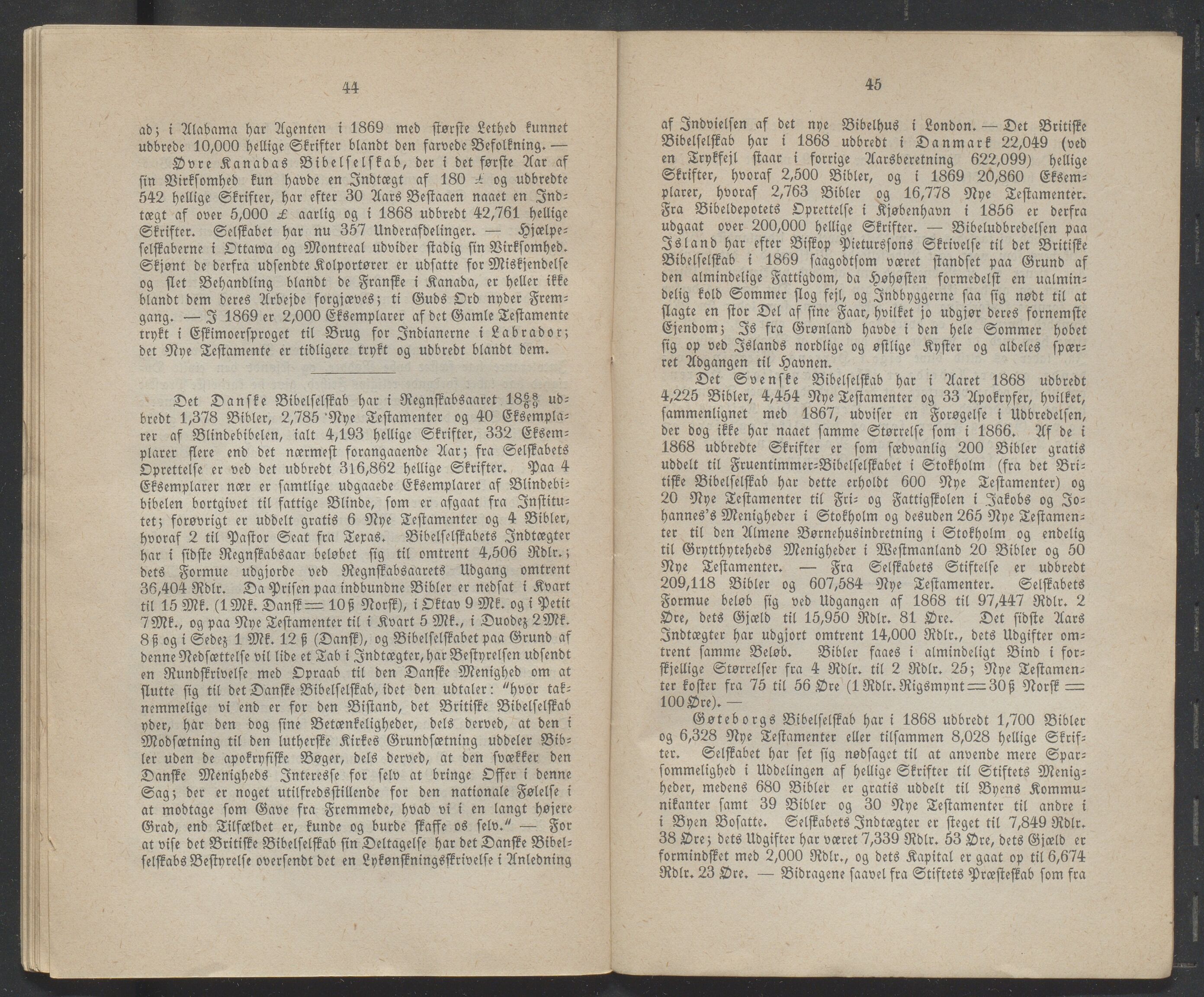 Det Norske Bibelselskap, VID/MDA-A-1528/X/L0002/0003/0001: Årsberetninger / Årsberetning 54, 55 og 56, 1869, p. 44-45