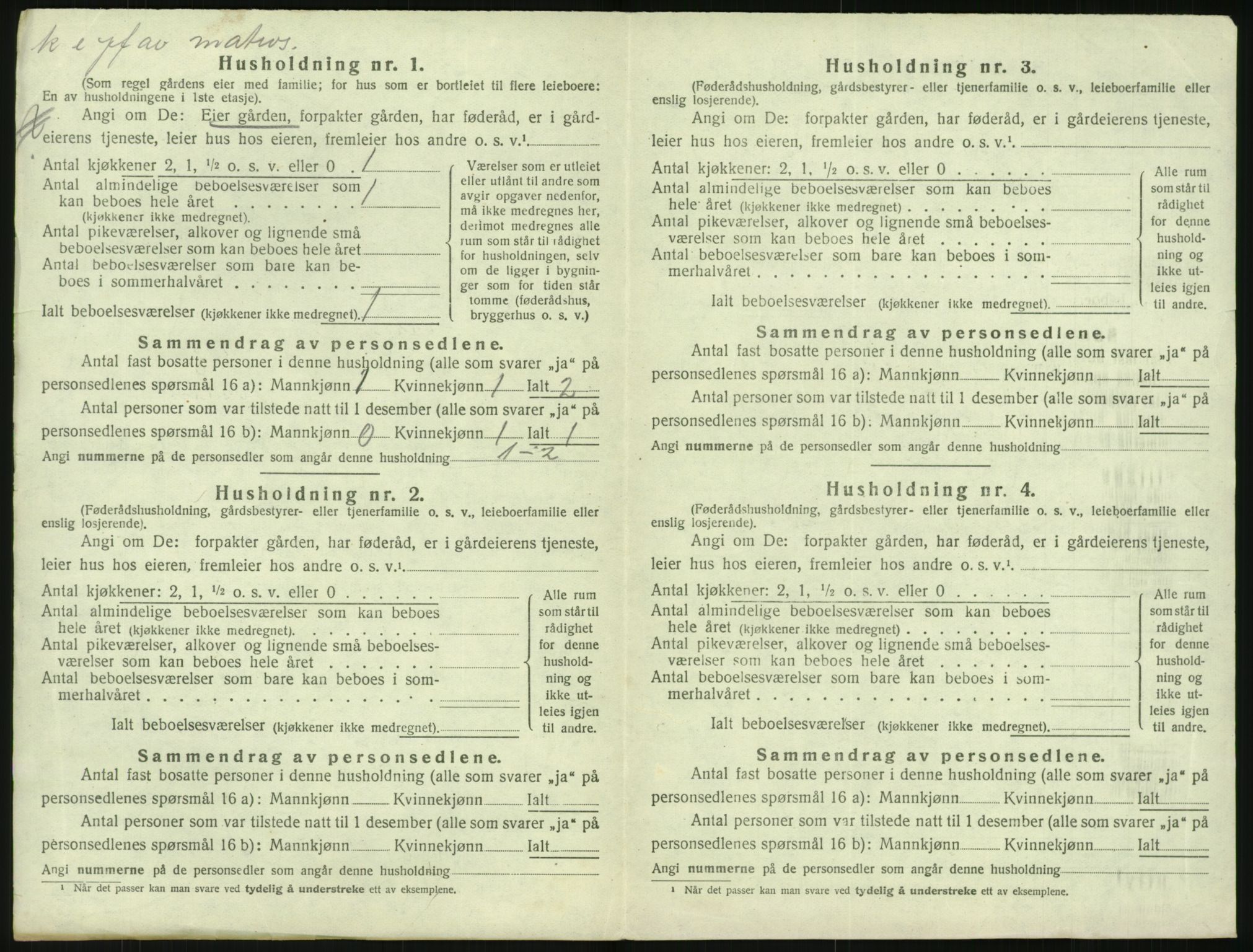 SAK, 1920 census for Fjære, 1920, p. 500