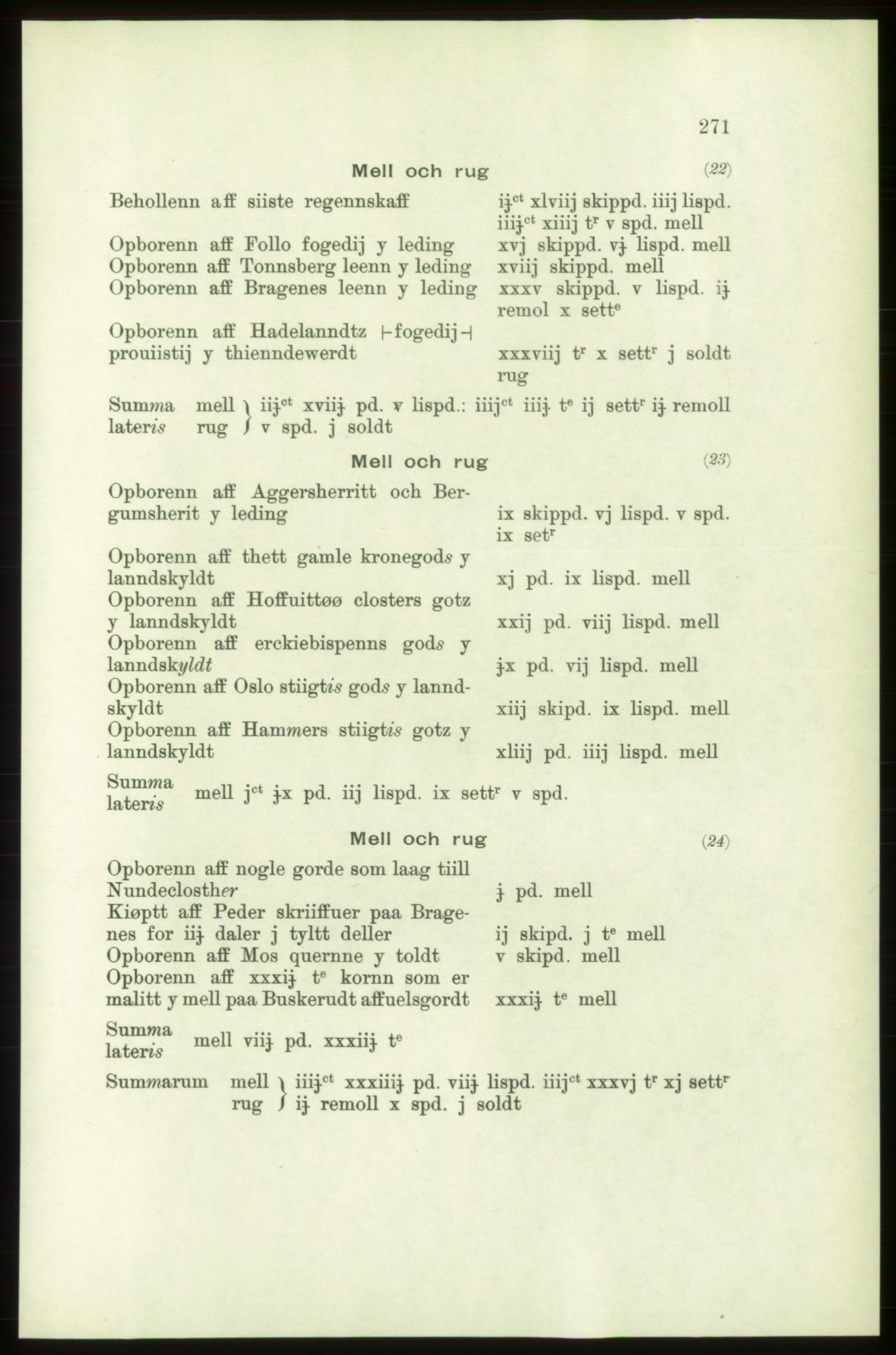 Publikasjoner utgitt av Arkivverket, PUBL/PUBL-001/C/0001: Bind 1: Rekneskap for Akershus len 1557-1558, 1557-1558, p. 271