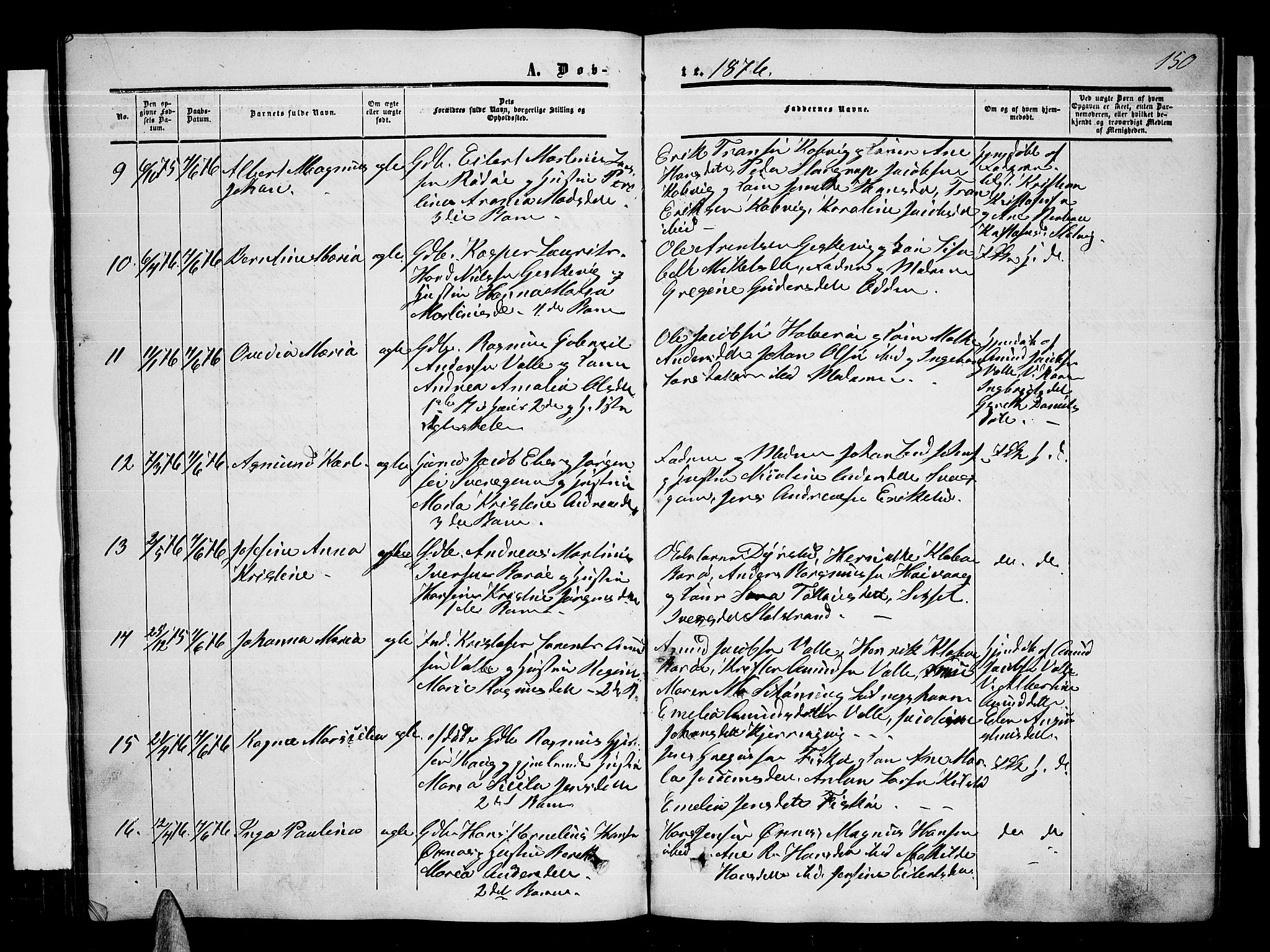 Ministerialprotokoller, klokkerbøker og fødselsregistre - Nordland, SAT/A-1459/872/L1046: Parish register (copy) no. 872C02, 1852-1879, p. 150