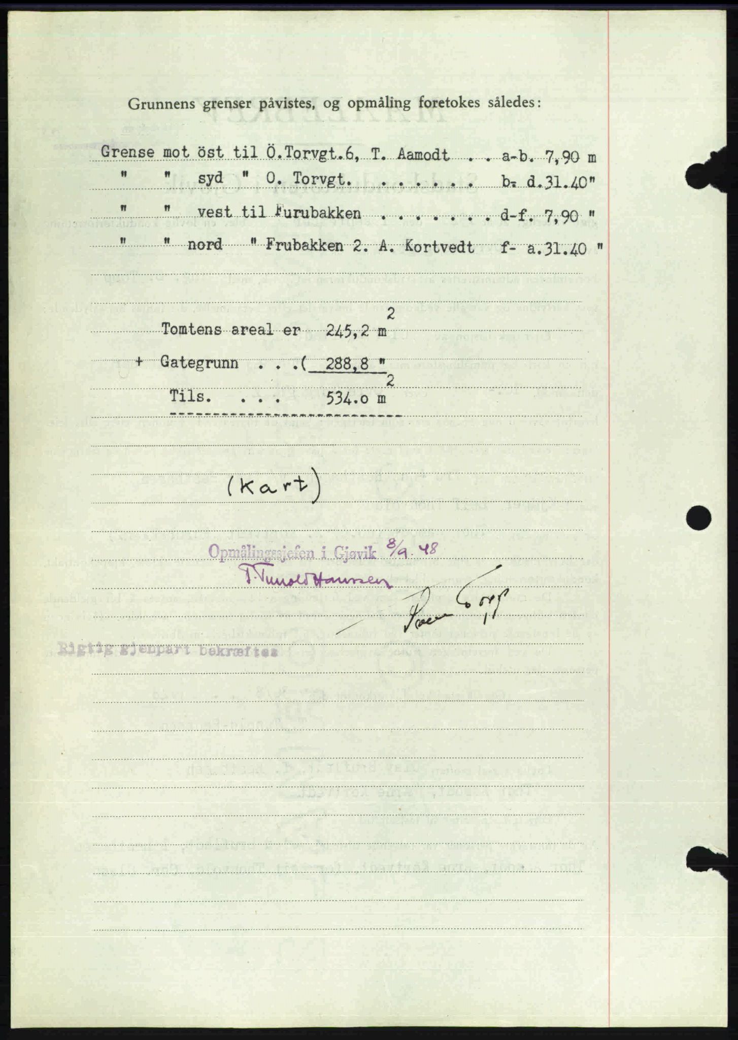 Toten tingrett, SAH/TING-006/H/Hb/Hbc/L0020: Mortgage book no. Hbc-20, 1948-1948, Diary no: : 2890/1948