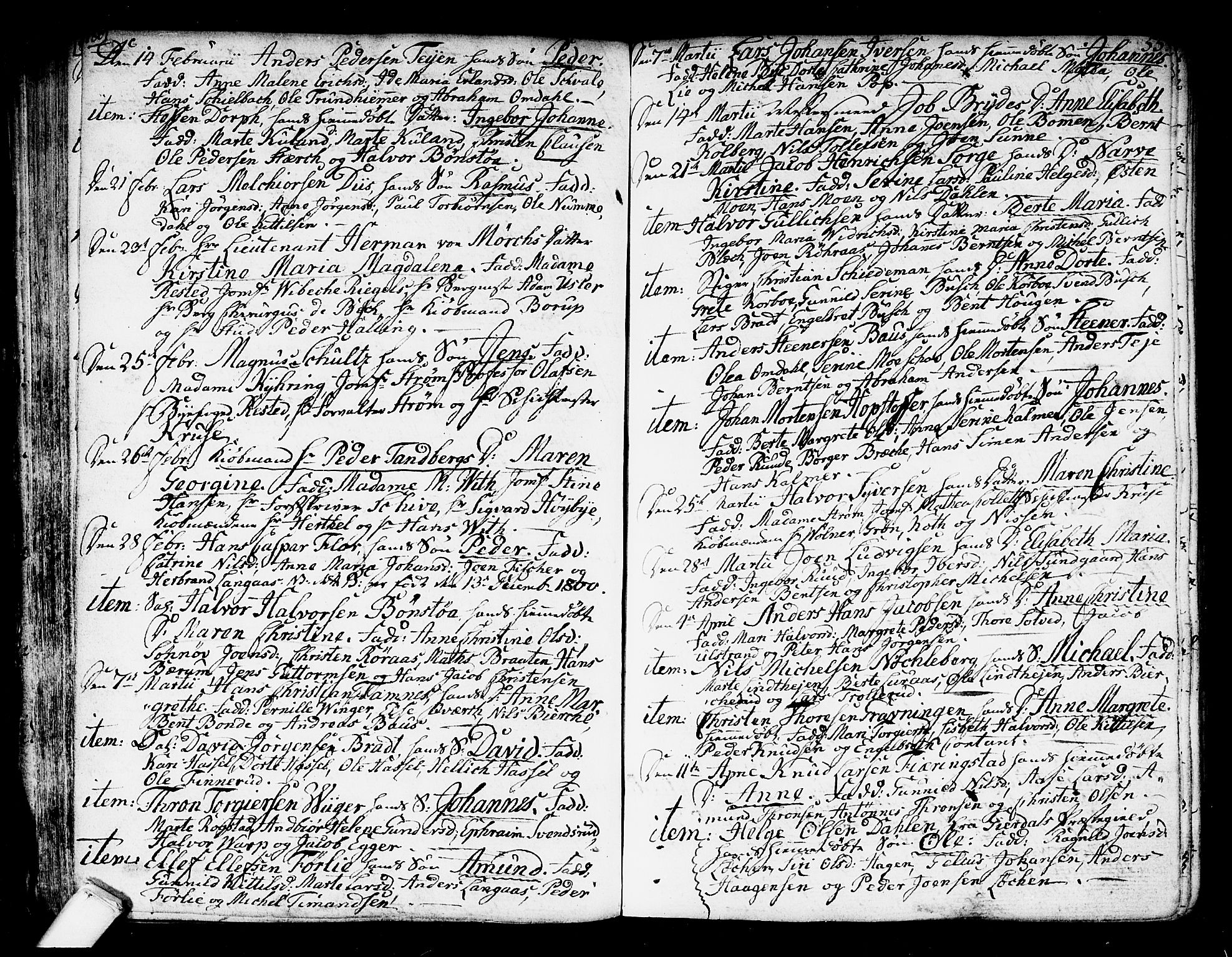 Kongsberg kirkebøker, AV/SAKO-A-22/F/Fa/L0007: Parish register (official) no. I 7, 1795-1816, p. 55