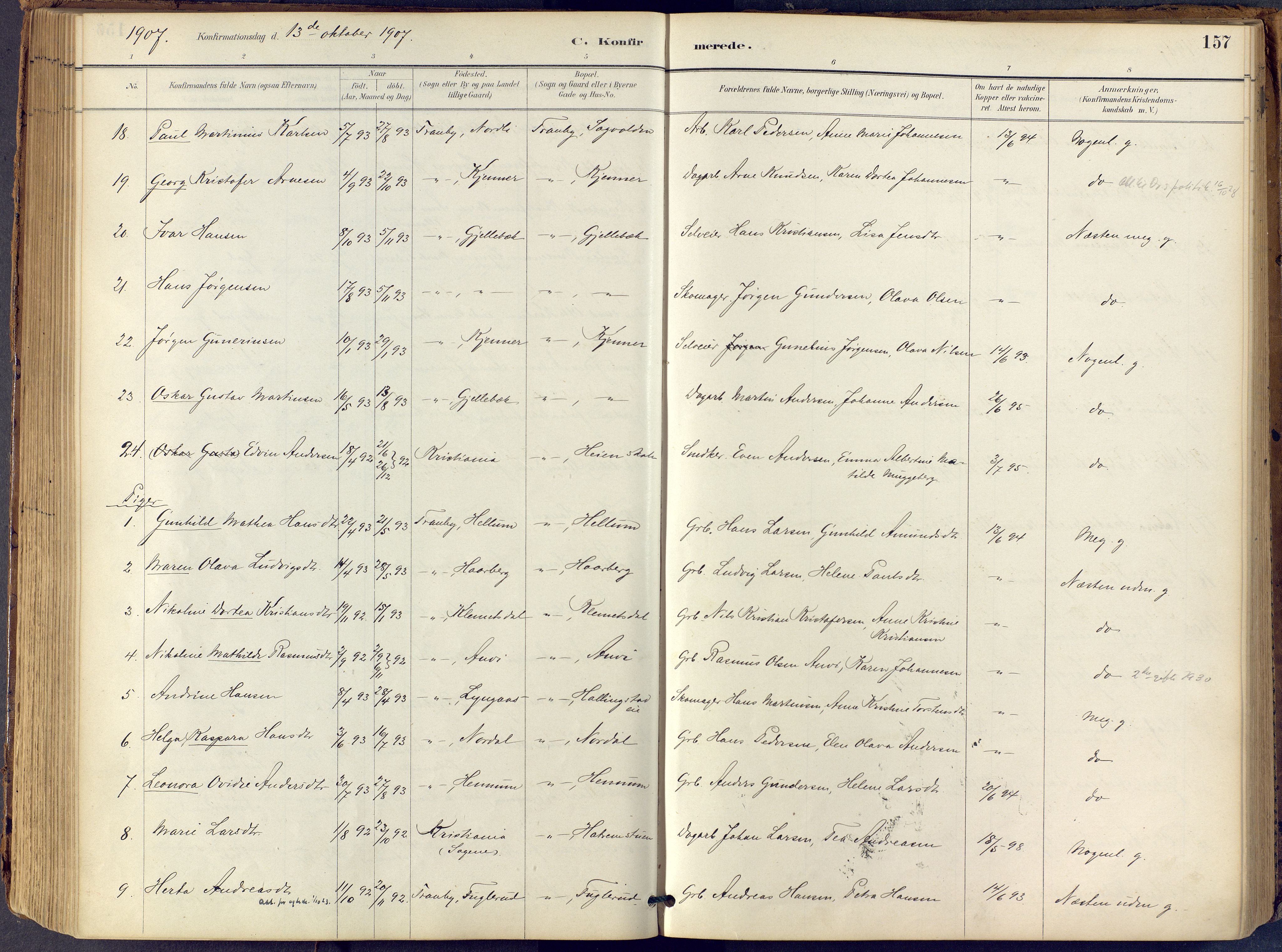 Lier kirkebøker, SAKO/A-230/F/Fb/L0001: Parish register (official) no. II 1, 1883-1910, p. 157