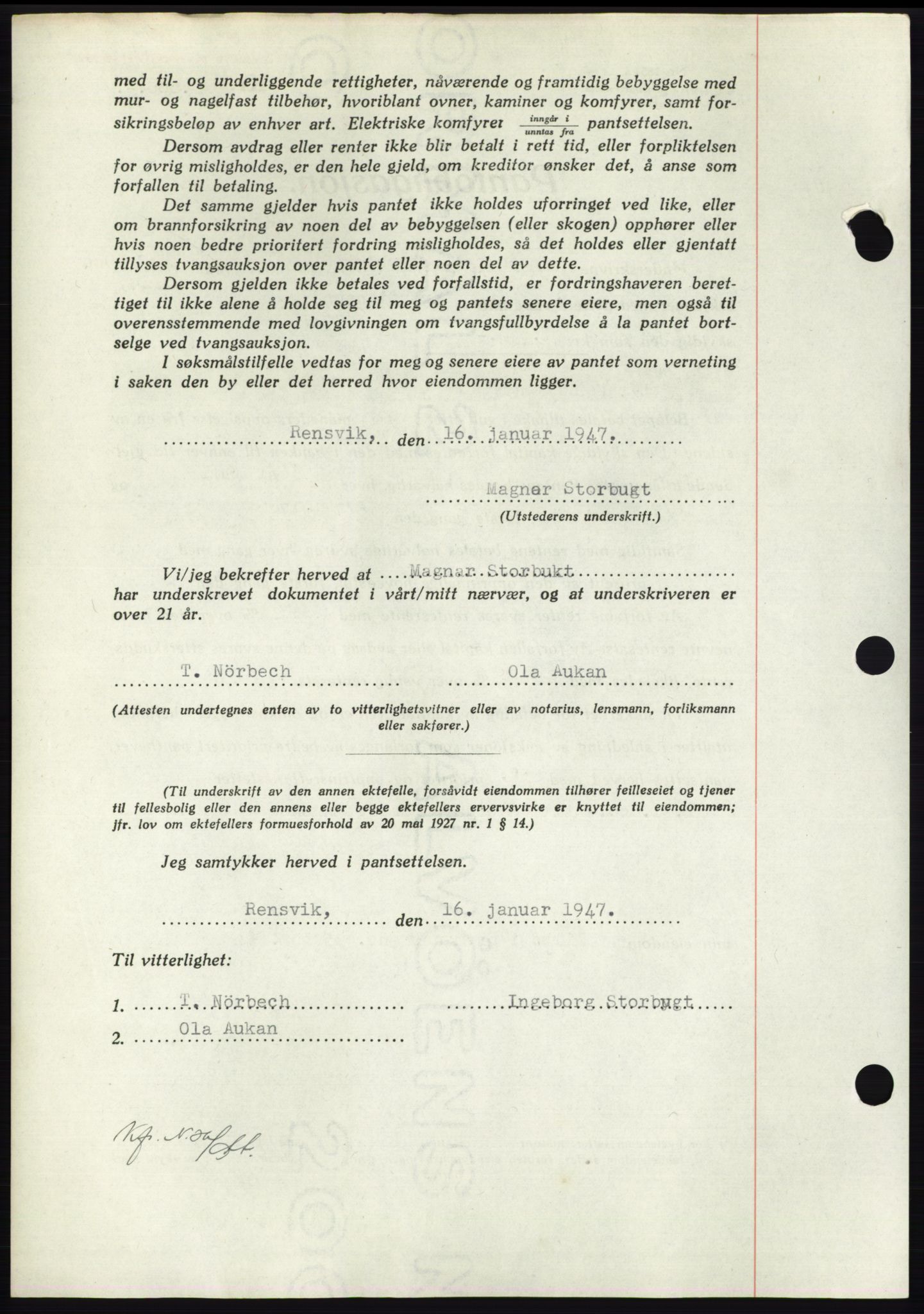 Nordmøre sorenskriveri, AV/SAT-A-4132/1/2/2Ca: Mortgage book no. B95, 1946-1947, Diary no: : 216/1947