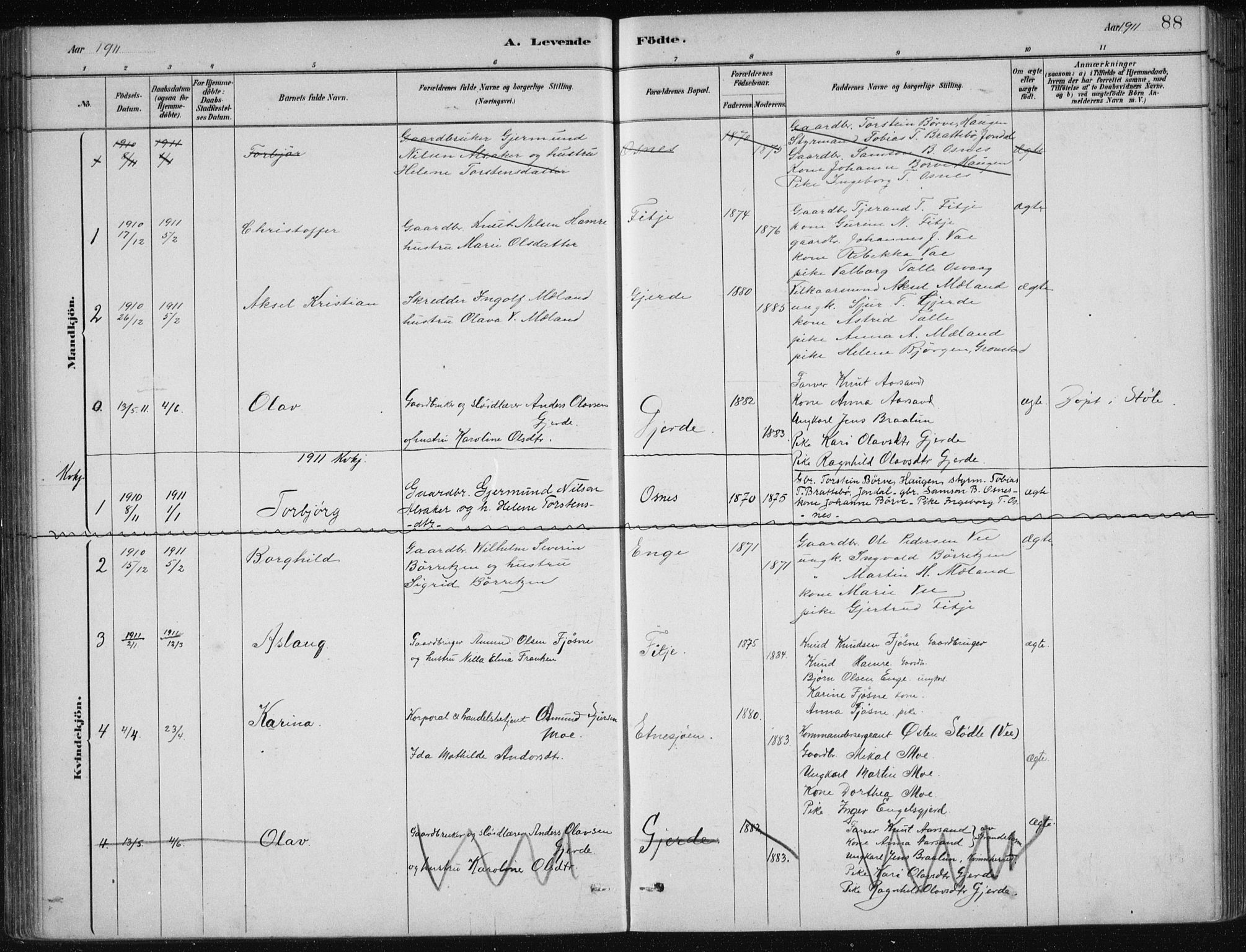 Etne sokneprestembete, AV/SAB-A-75001/H/Haa: Parish register (official) no. C  1, 1879-1919, p. 88