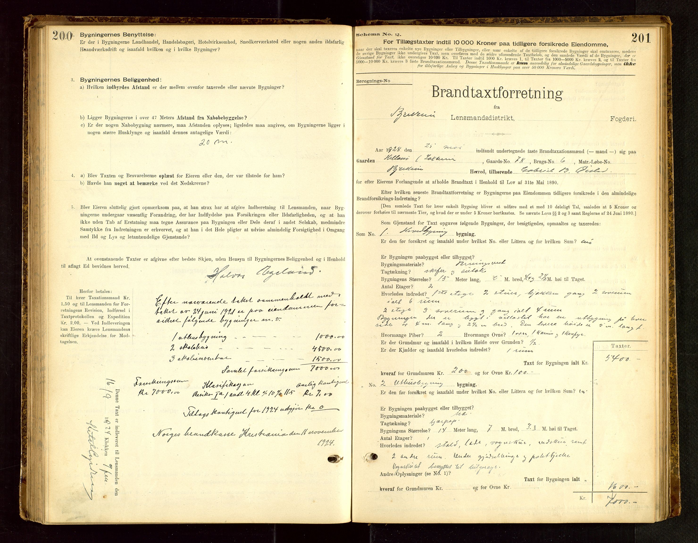 Bjerkreim lensmannskontor, SAST/A-100090/Gob/L0001: "Brandtaxationsprotokol", 1895-1950, p. 200-201