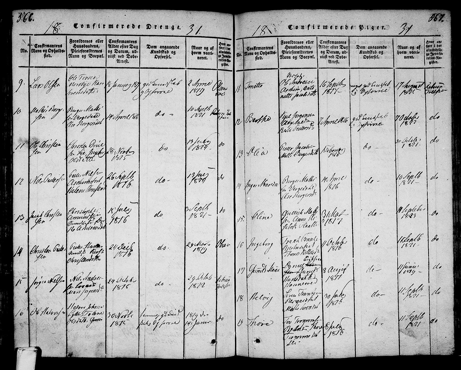 Lardal kirkebøker, AV/SAKO-A-350/F/Fa/L0005: Parish register (official) no. I 5, 1814-1835, p. 566-567