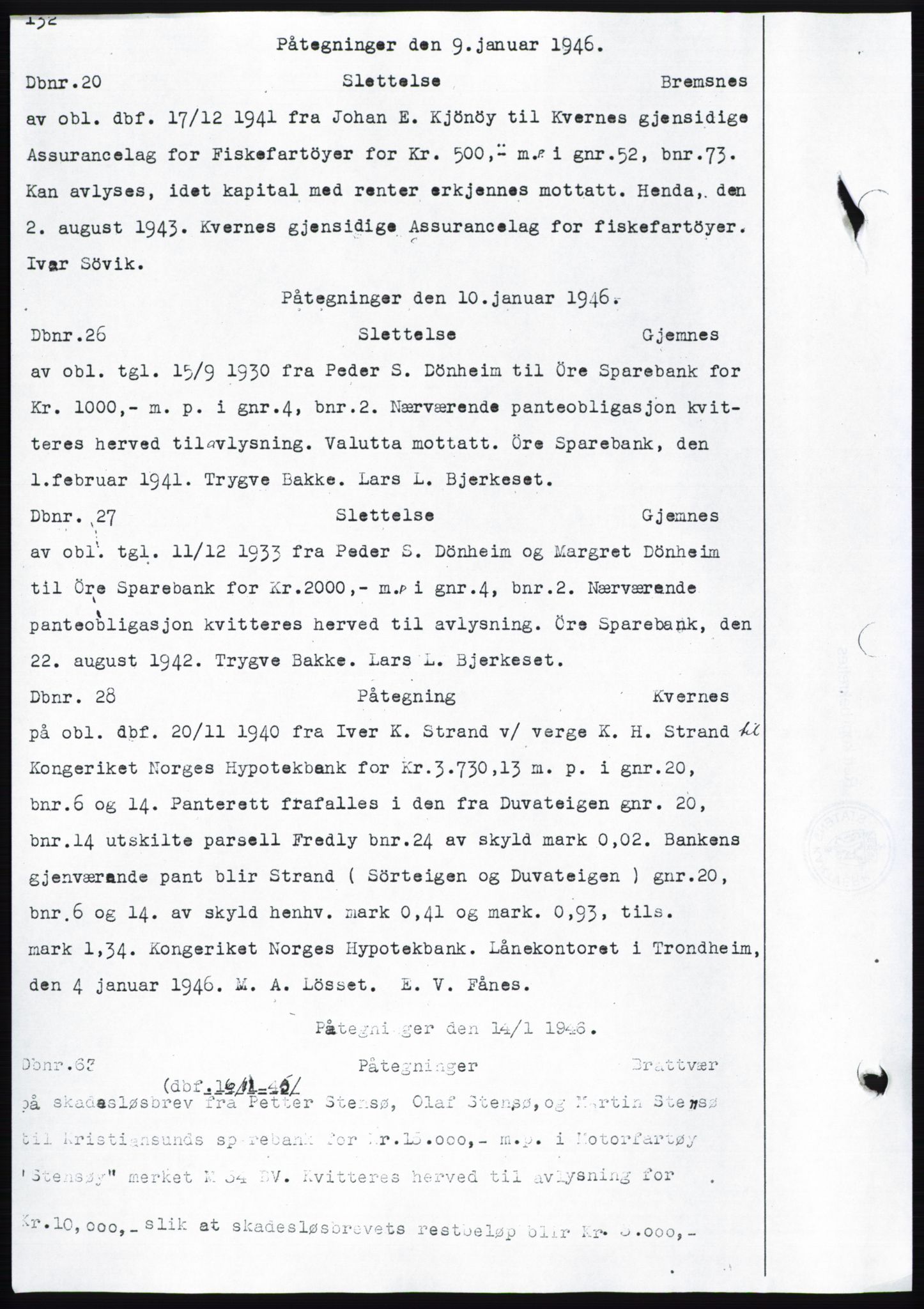 Nordmøre sorenskriveri, AV/SAT-A-4132/1/2/2Ca: Mortgage book no. C82b, 1946-1951, Diary no: : 20/1946