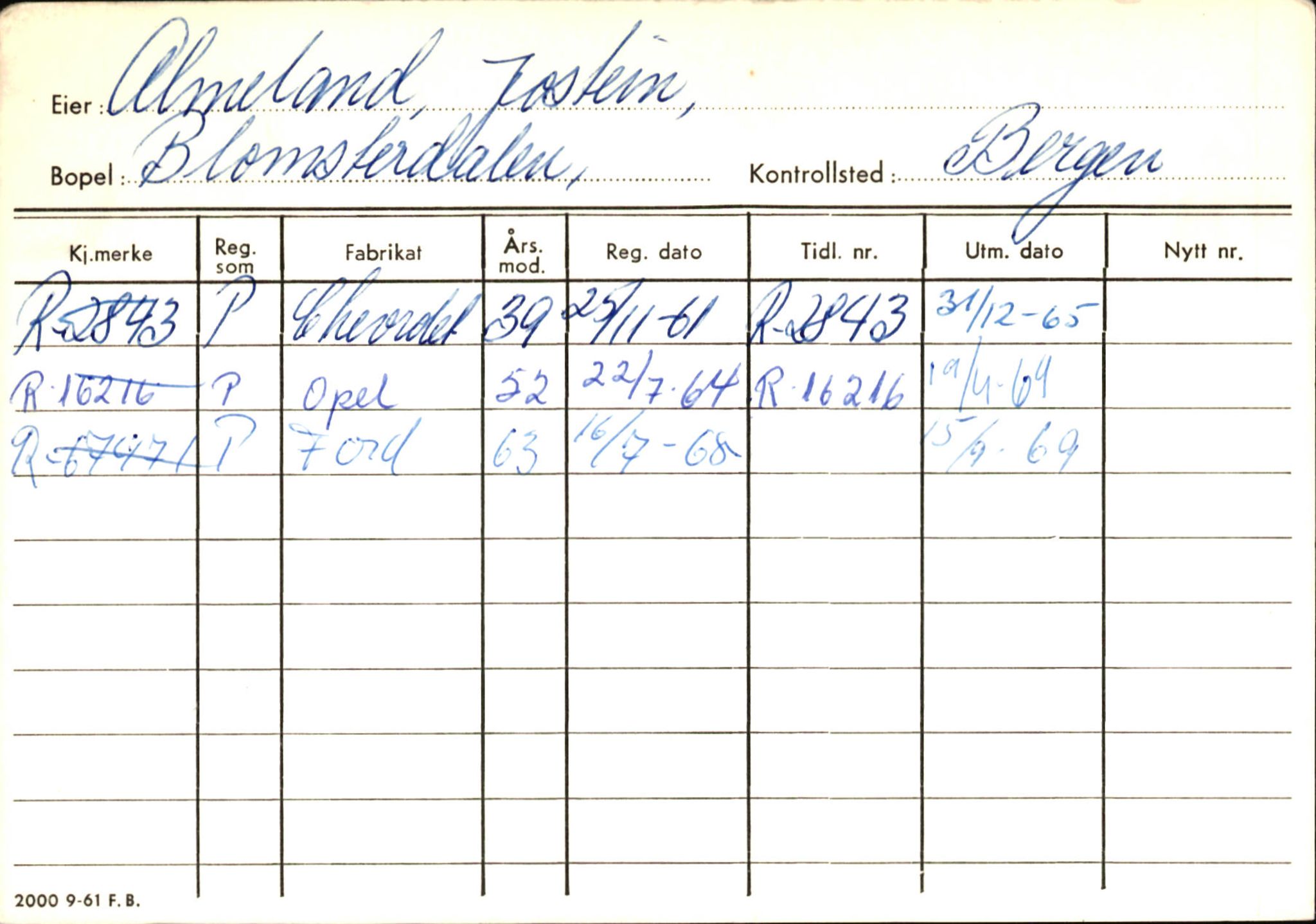 Statens vegvesen, Hordaland vegkontor, SAB/A-5201/2/Ha/L0001: R-eierkort A, 1920-1971, p. 460