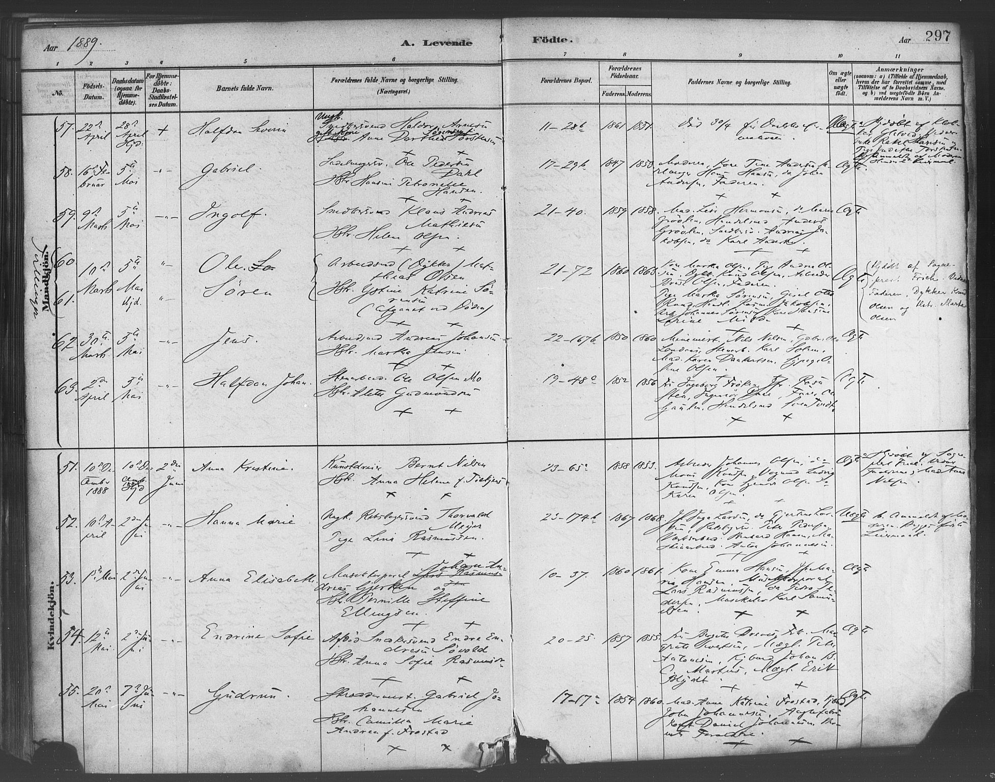 Korskirken sokneprestembete, SAB/A-76101/H/Haa/L0021: Parish register (official) no. B 7, 1878-1889, p. 297