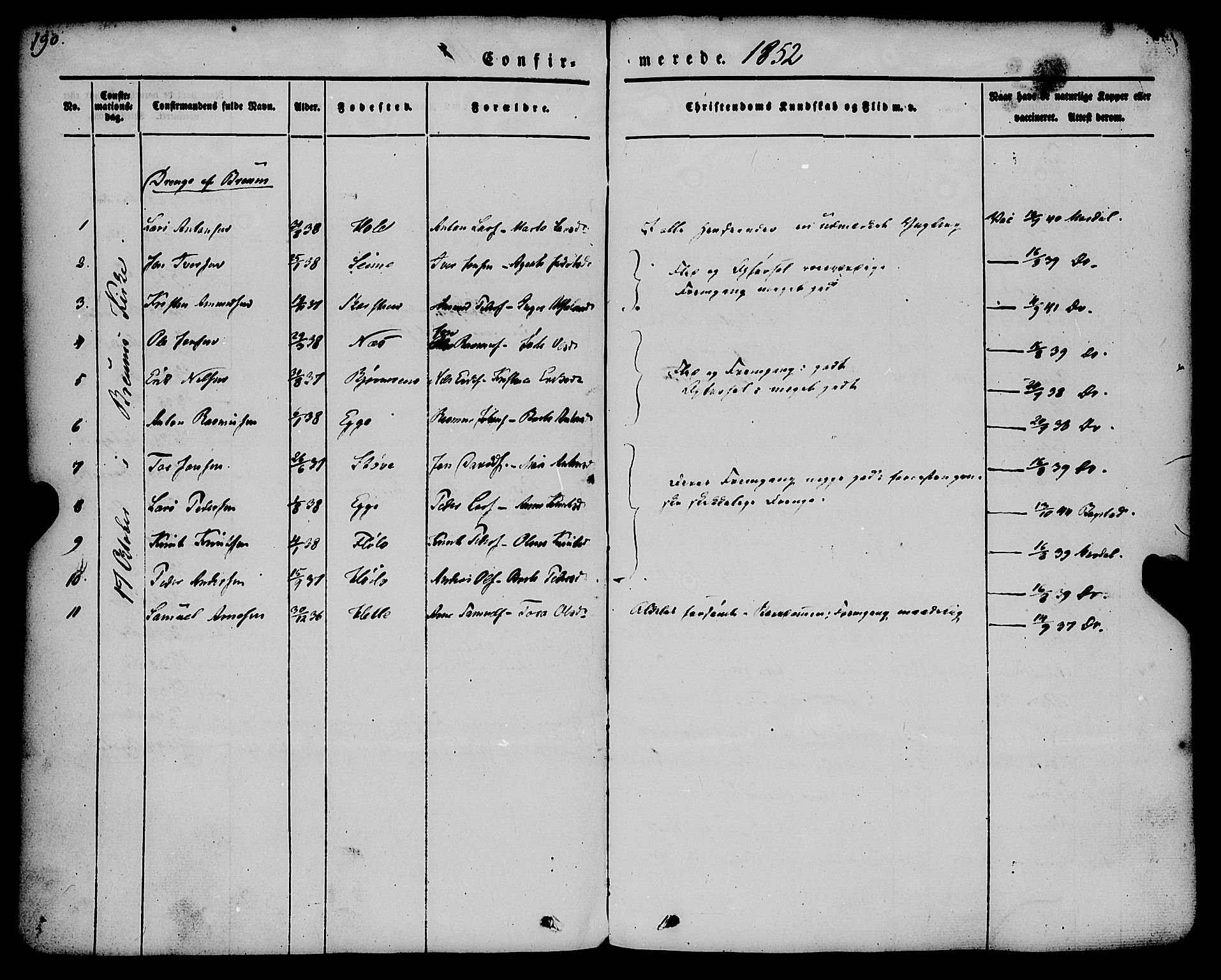 Gloppen sokneprestembete, SAB/A-80101/H/Haa/Haaa/L0008: Parish register (official) no. A 8, 1837-1855, p. 190