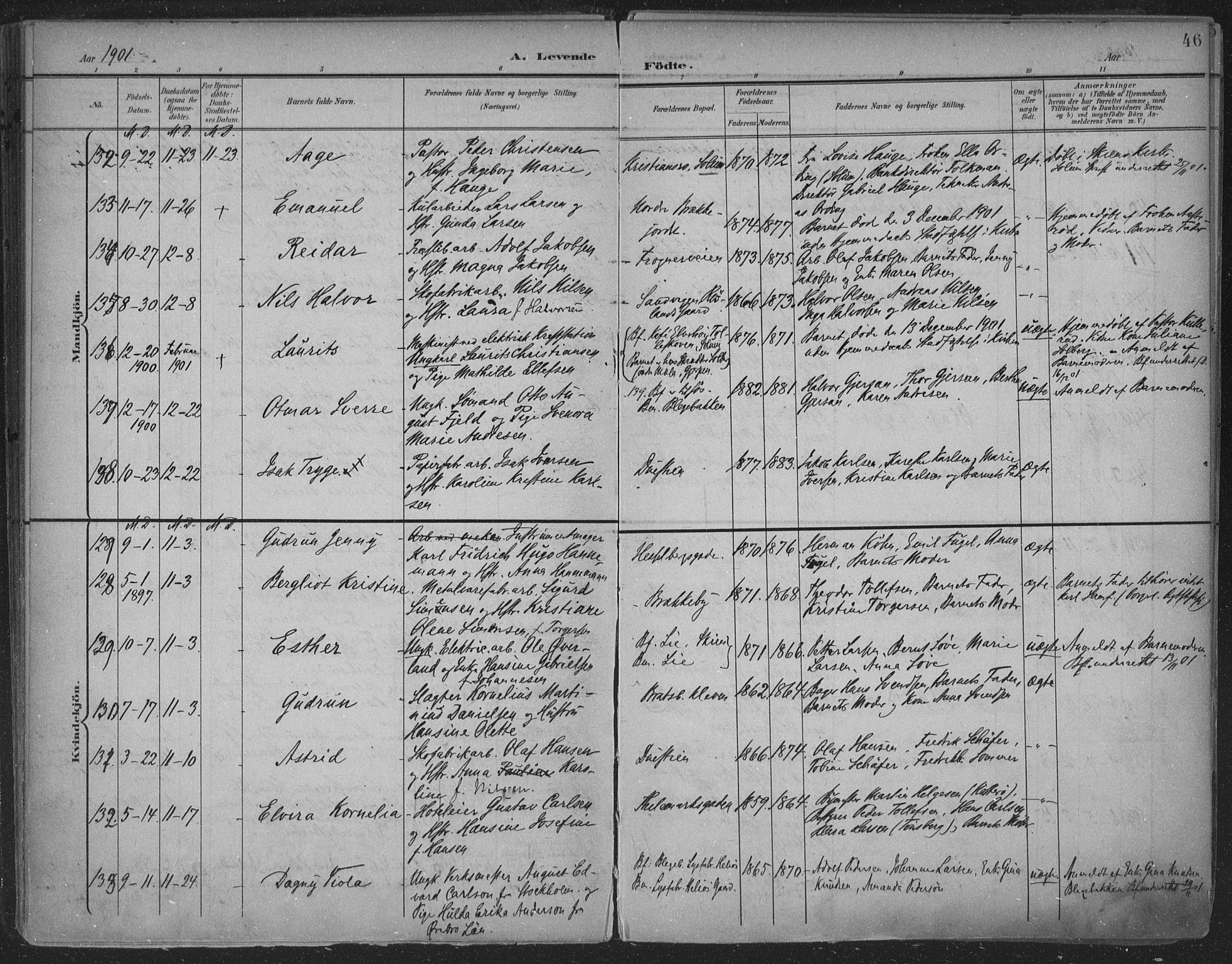 Skien kirkebøker, SAKO/A-302/F/Fa/L0011: Parish register (official) no. 11, 1900-1907, p. 46
