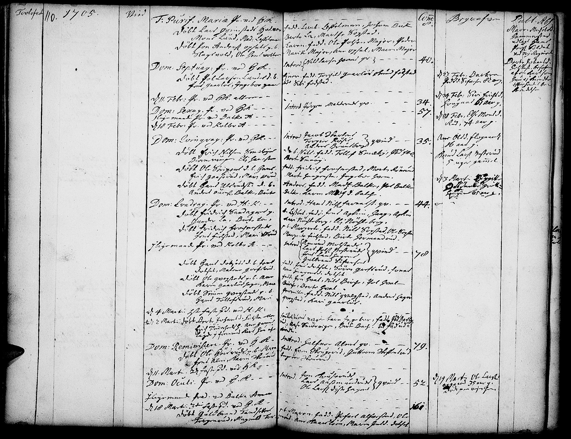 Toten prestekontor, SAH/PREST-102/H/Ha/Haa/L0001: Parish register (official) no. 1, 1695-1713, p. 110
