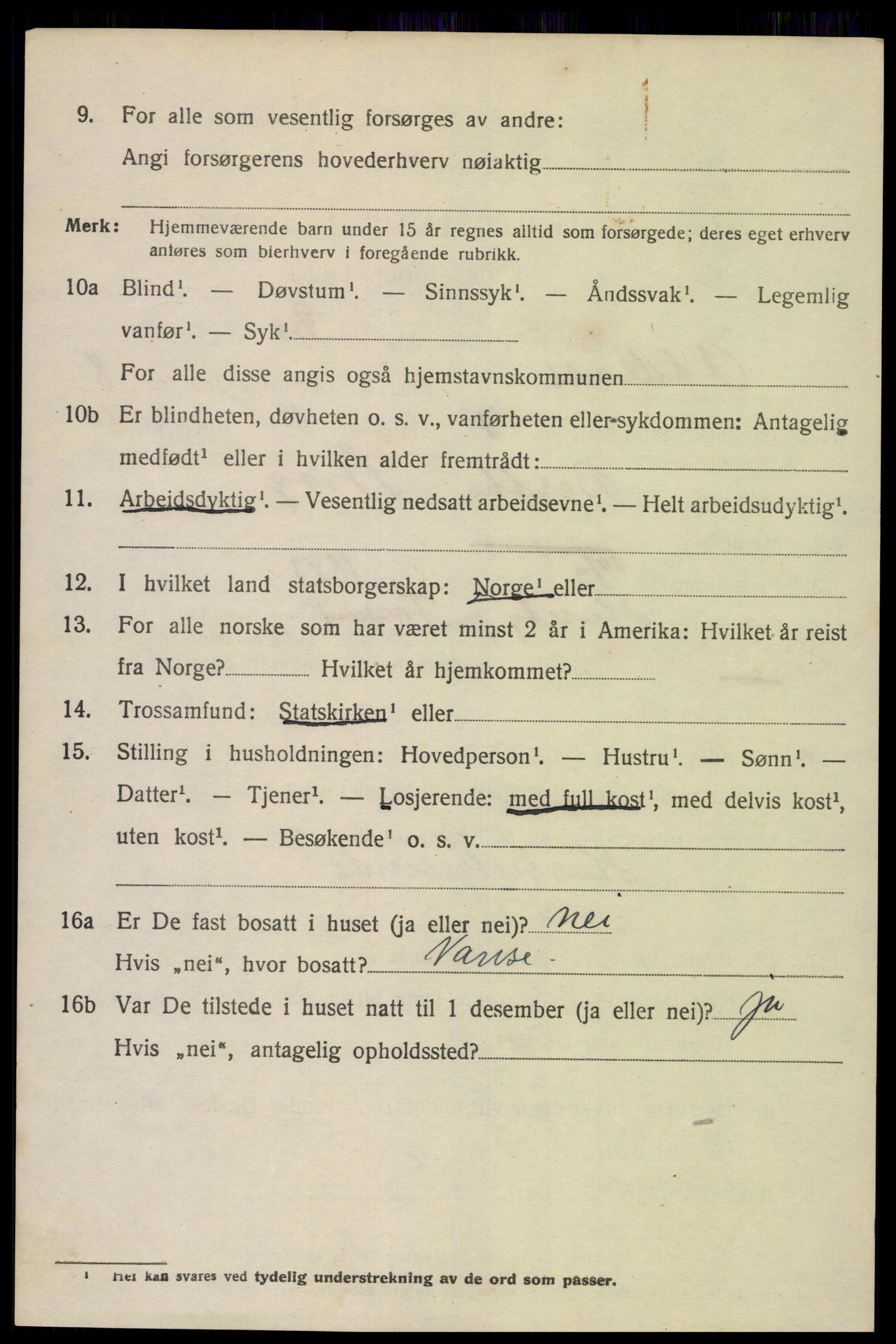 SAK, 1920 census for Oddernes, 1920, p. 6024