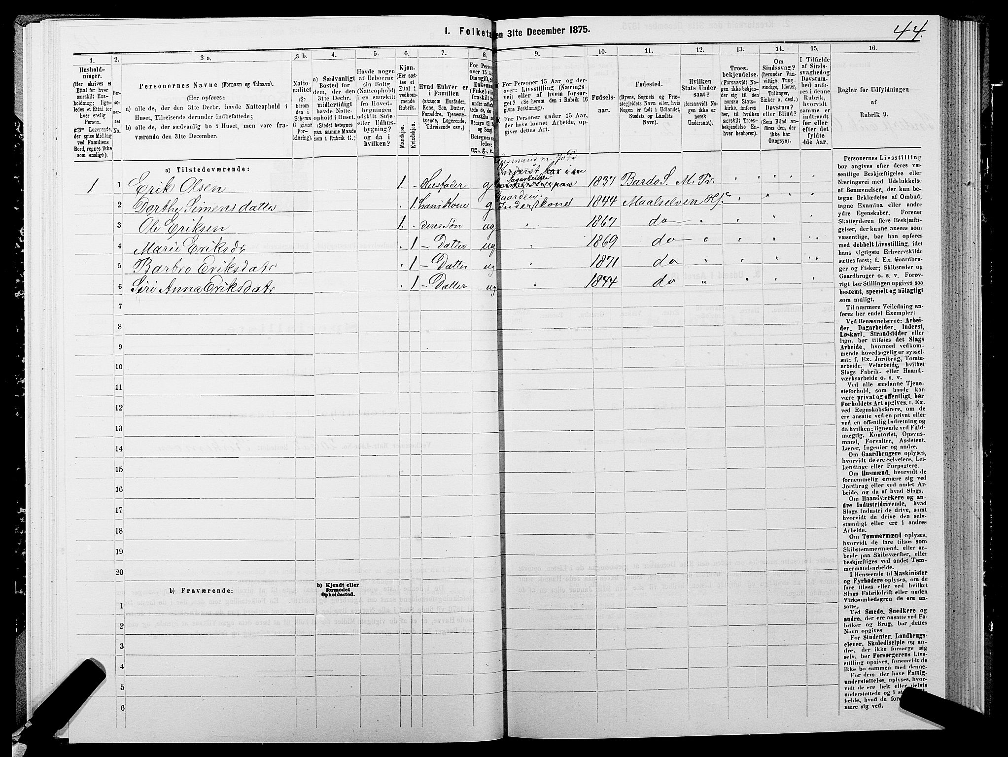 SATØ, 1875 census for 1924P Målselv, 1875, p. 3044