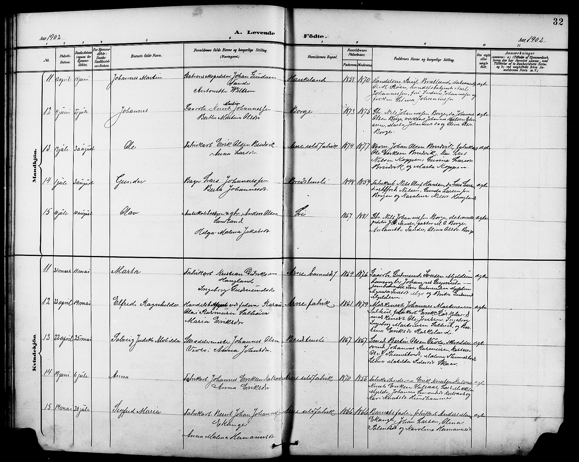 Arna sokneprestembete, AV/SAB-A-74001/H/Ha/Hab: Parish register (copy) no. A 4, 1898-1910, p. 32