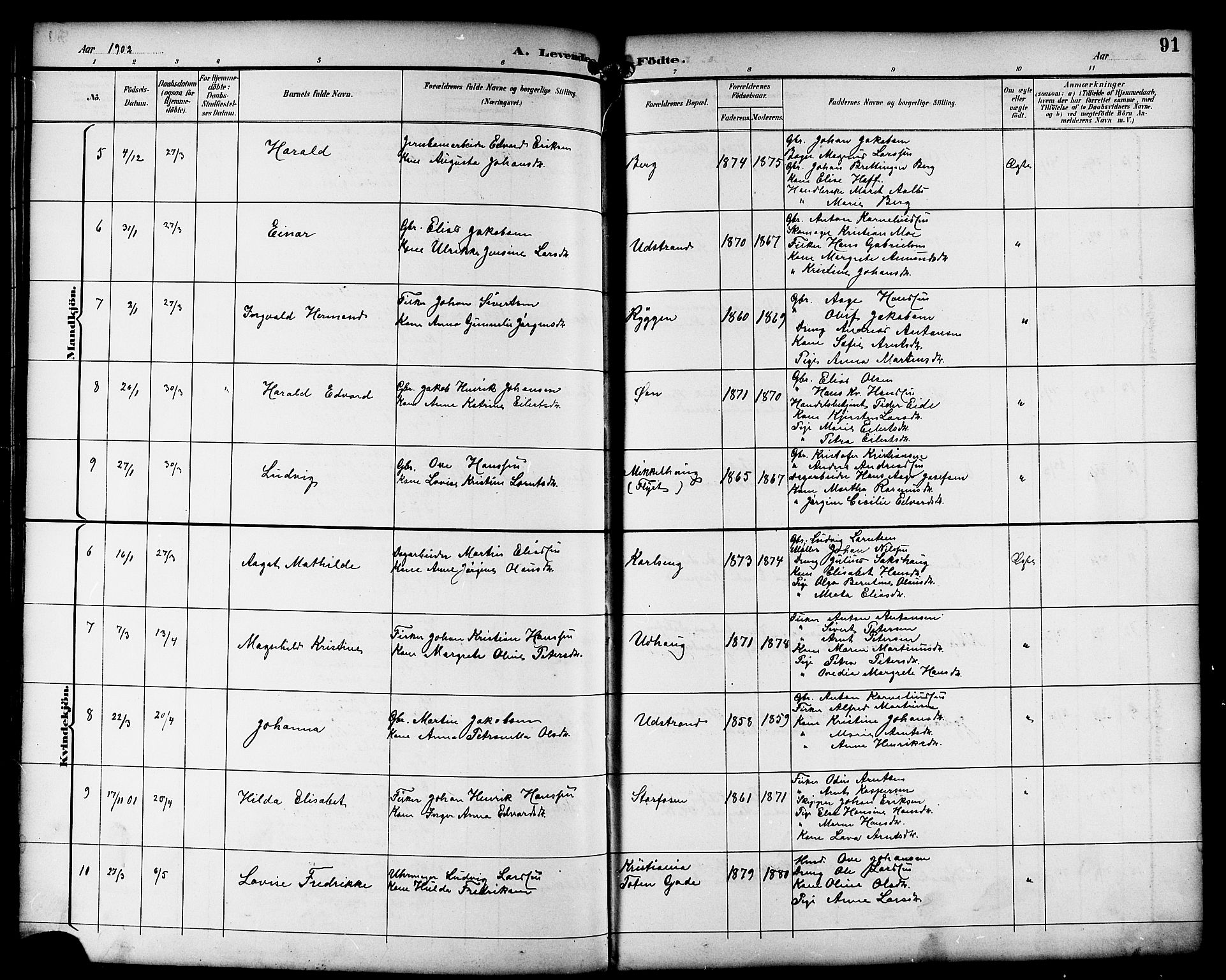 Ministerialprotokoller, klokkerbøker og fødselsregistre - Sør-Trøndelag, SAT/A-1456/659/L0746: Parish register (copy) no. 659C03, 1893-1912, p. 91
