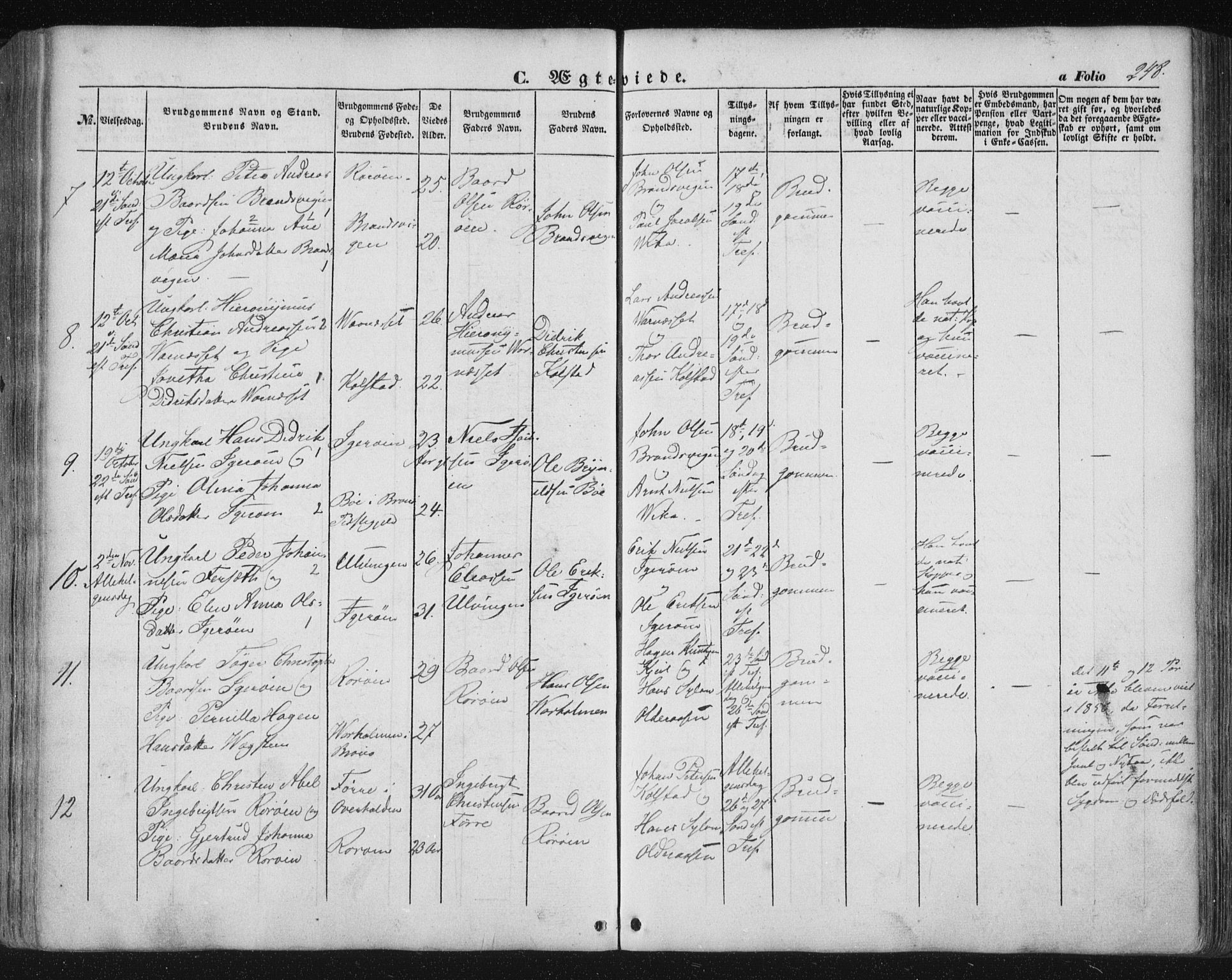 Ministerialprotokoller, klokkerbøker og fødselsregistre - Nordland, AV/SAT-A-1459/816/L0240: Parish register (official) no. 816A06, 1846-1870, p. 248