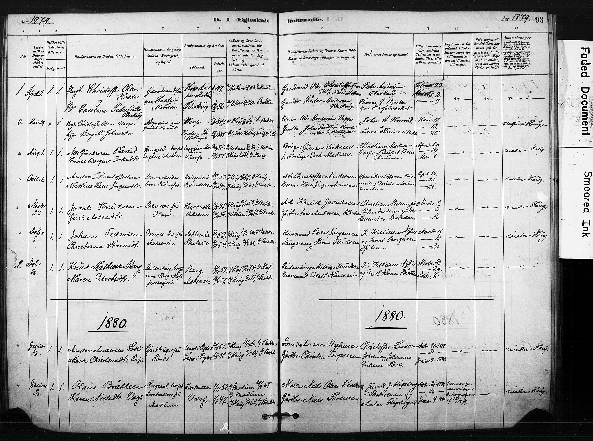 Eiker kirkebøker, AV/SAKO-A-4/F/Fc/L0001: Parish register (official) no. III 1, 1878-1889, p. 93