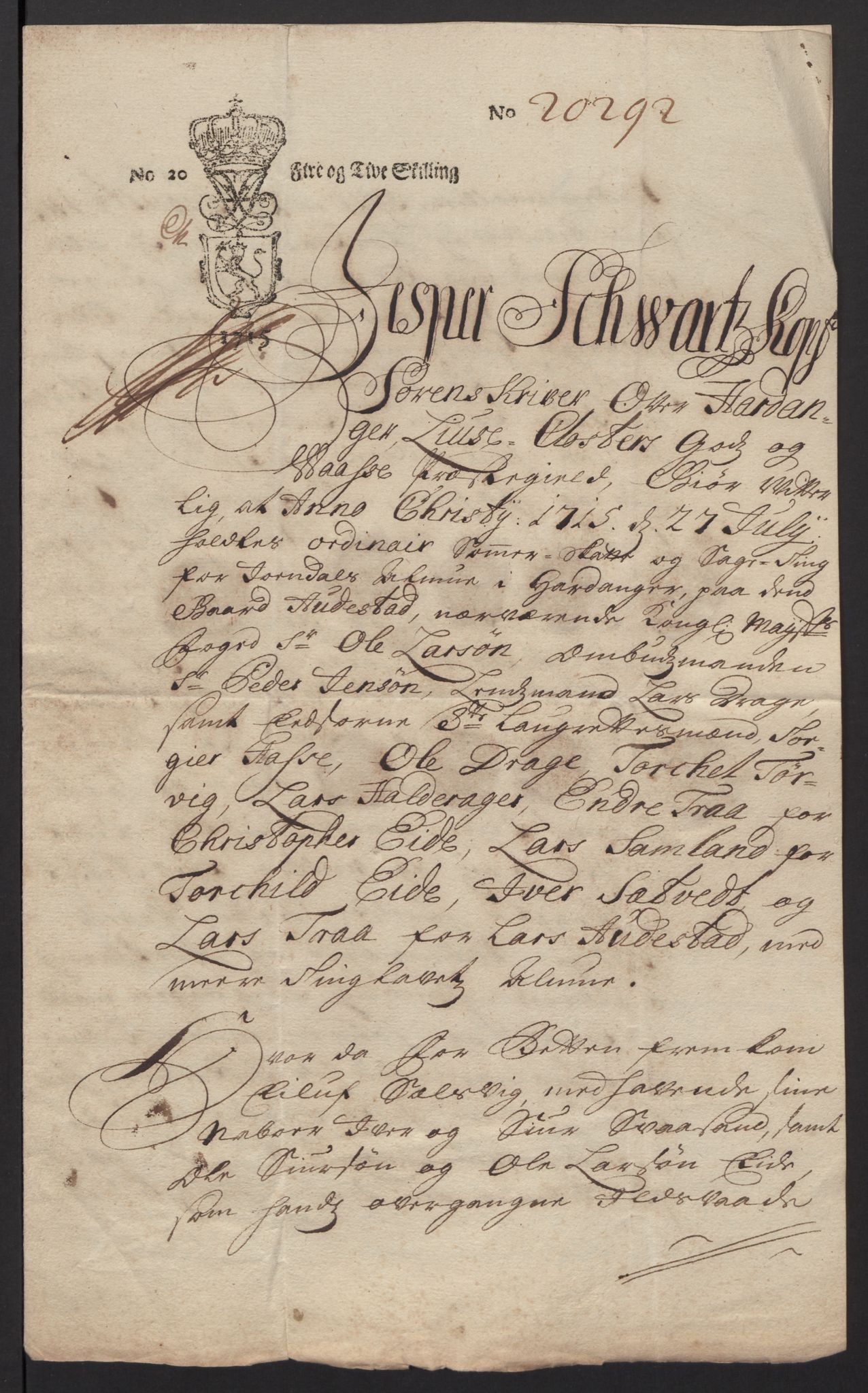 Rentekammeret inntil 1814, Reviderte regnskaper, Fogderegnskap, AV/RA-EA-4092/R48/L2991: Fogderegnskap Sunnhordland og Hardanger, 1715, p. 510