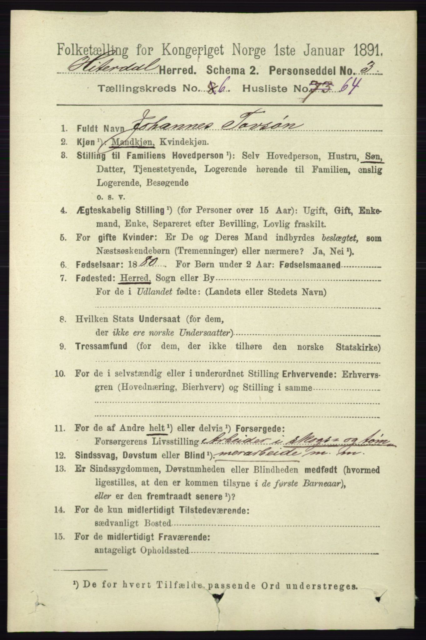 RA, 1891 census for 0823 Heddal, 1891, p. 2945