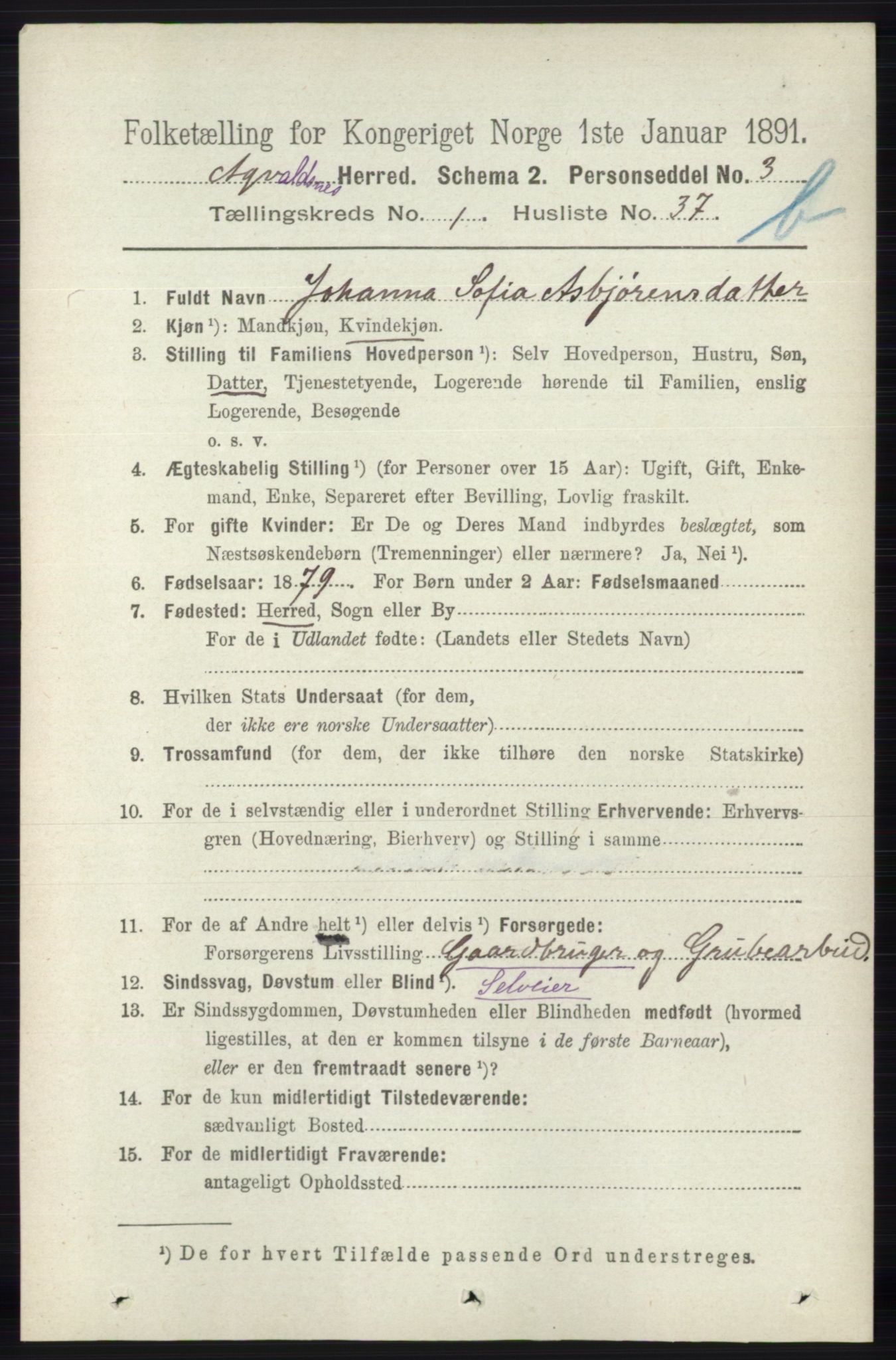 RA, 1891 census for 1147 Avaldsnes, 1891, p. 1429