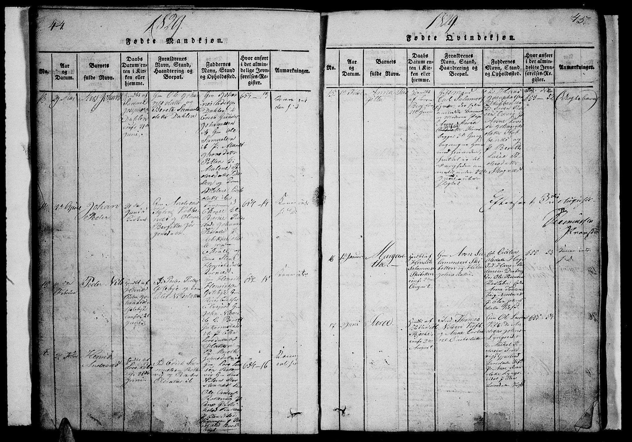 Lyngen sokneprestembete, AV/SATØ-S-1289/H/He/Heb/L0001klokker: Parish register (copy) no. 1, 1826-1838, p. 44-45