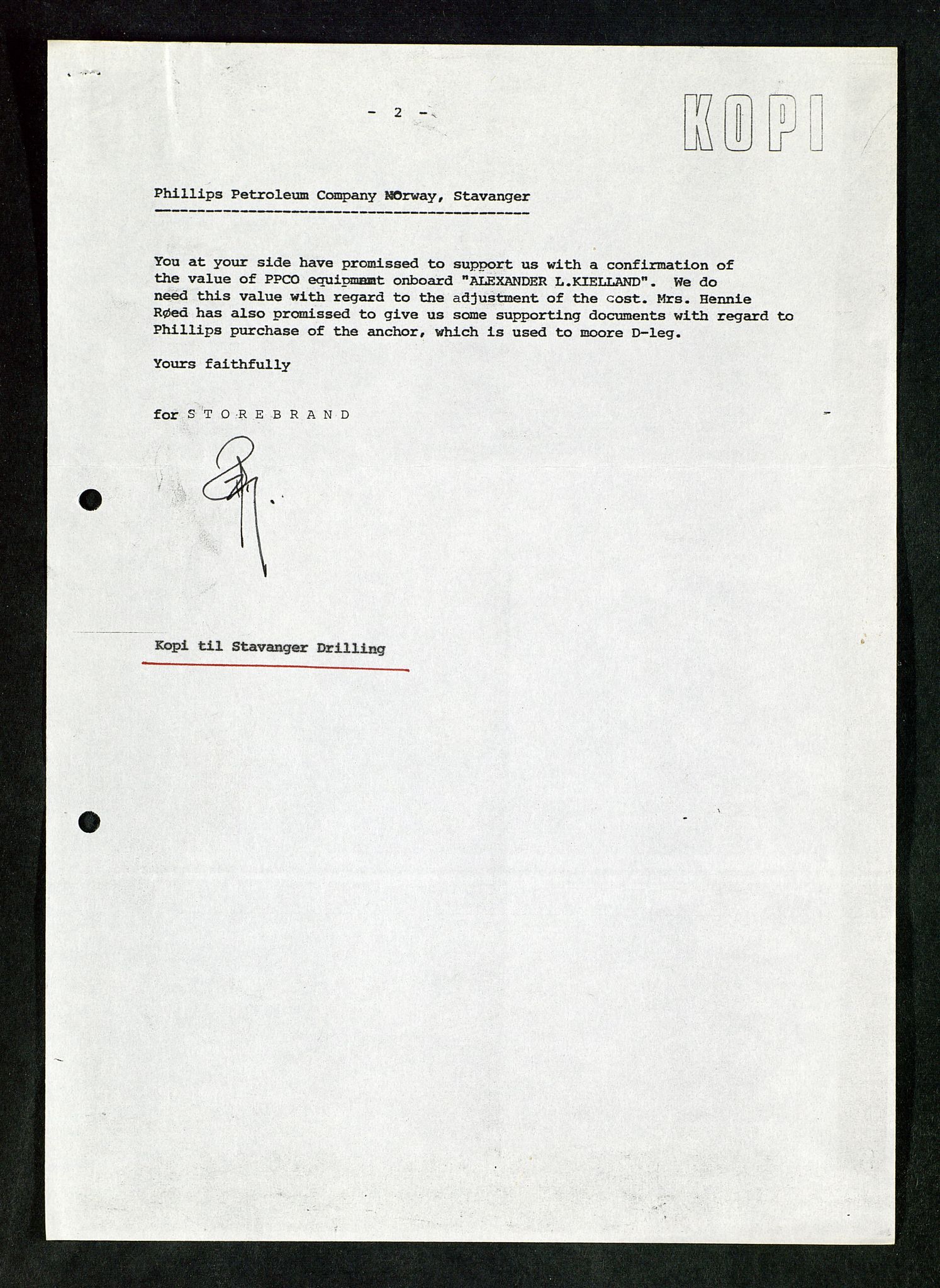 Pa 1503 - Stavanger Drilling AS, AV/SAST-A-101906/Da/L0017: Alexander L. Kielland - Saks- og korrespondansearkiv, 1981-1984, p. 144