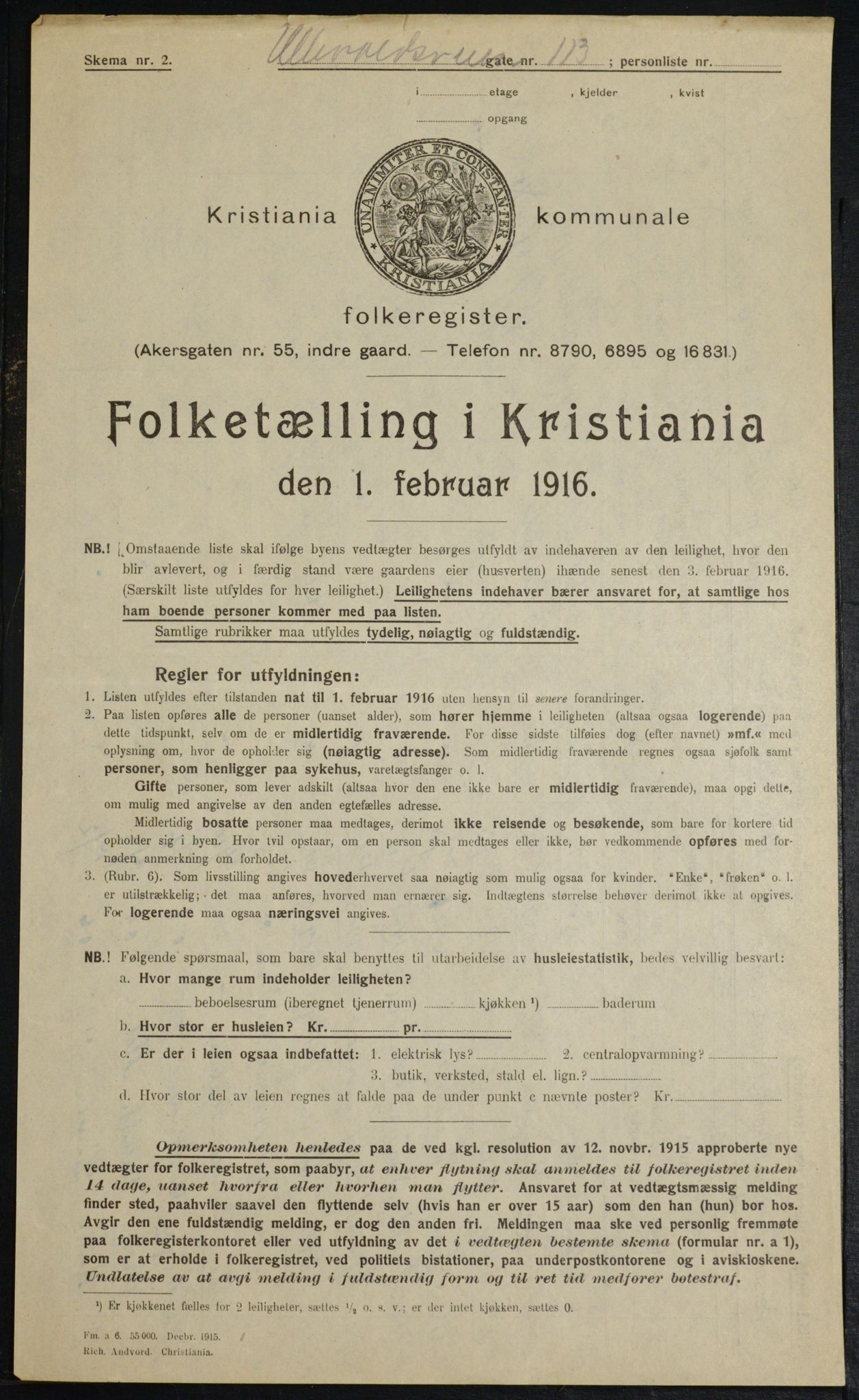 OBA, Municipal Census 1916 for Kristiania, 1916, p. 123459