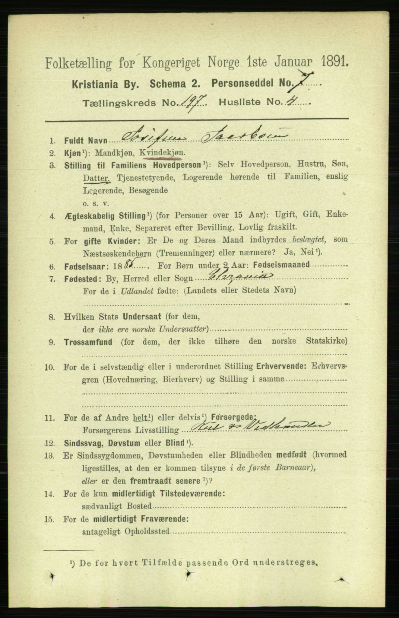 RA, 1891 census for 0301 Kristiania, 1891, p. 118874